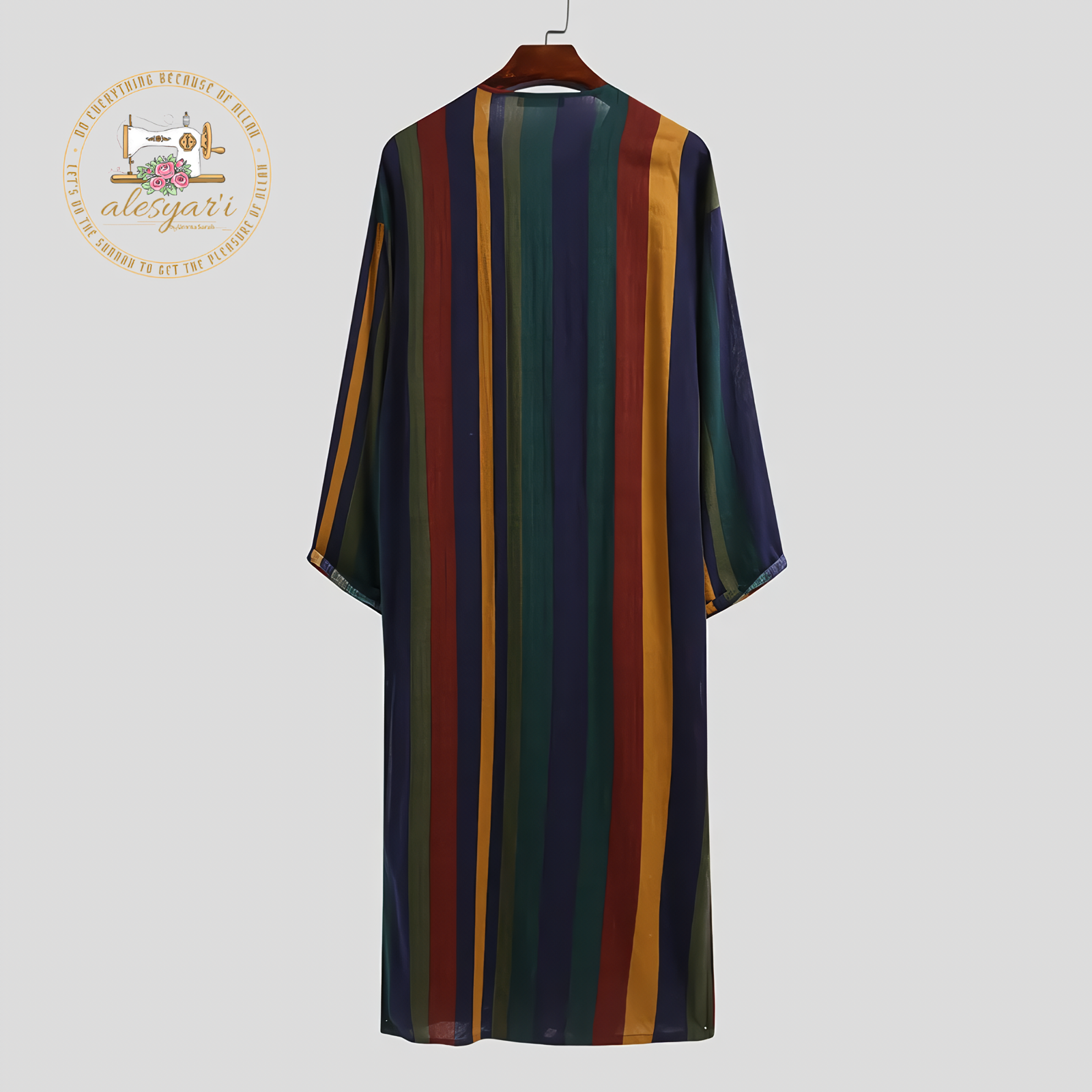 Alesyari Shop I Mens Islamic 2024 Jubba Thobe Long Sleeve, Solid Pockets,  Abaya Dress Classic Muslim Kaftan for Discerning Gentlemen