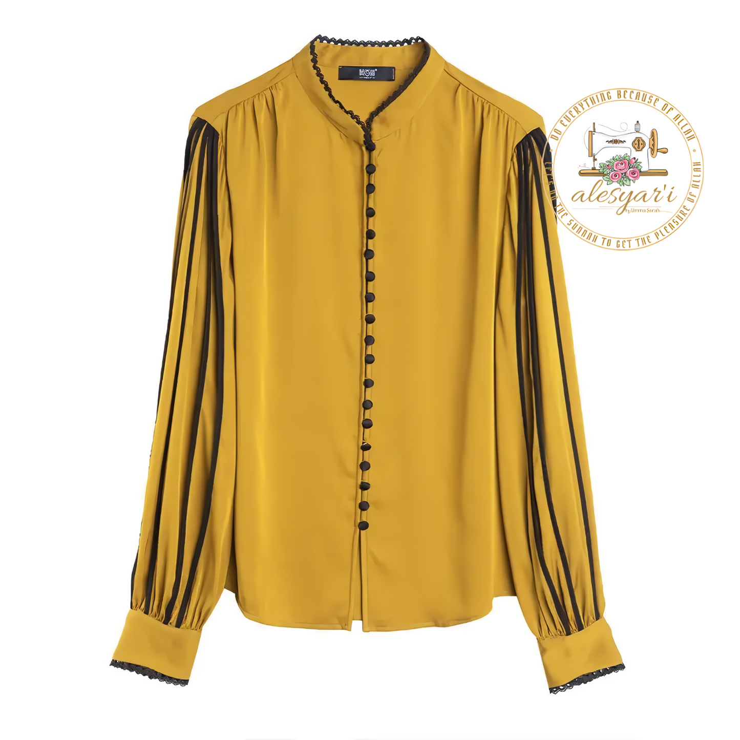 Chic Korean-Inspired Long Sleeve Silk Shirt in Yellow and Black: Elevate Your Casual Elegance for Spring and Autumn Fashion