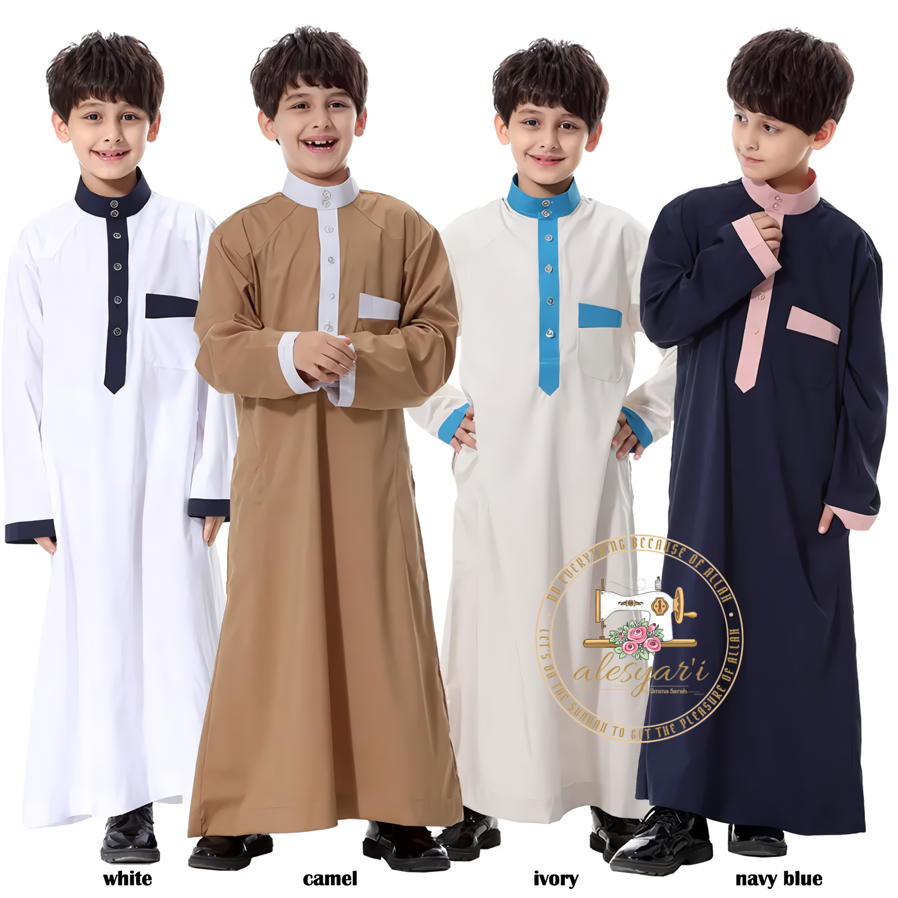 Alesyari Shop I Muslim Abaya Jubba Thobe For Boy Saudi Arabia Dubai Teenagers Long Robe Kids Islamic Clothing Ramadan Costumes Kaftan