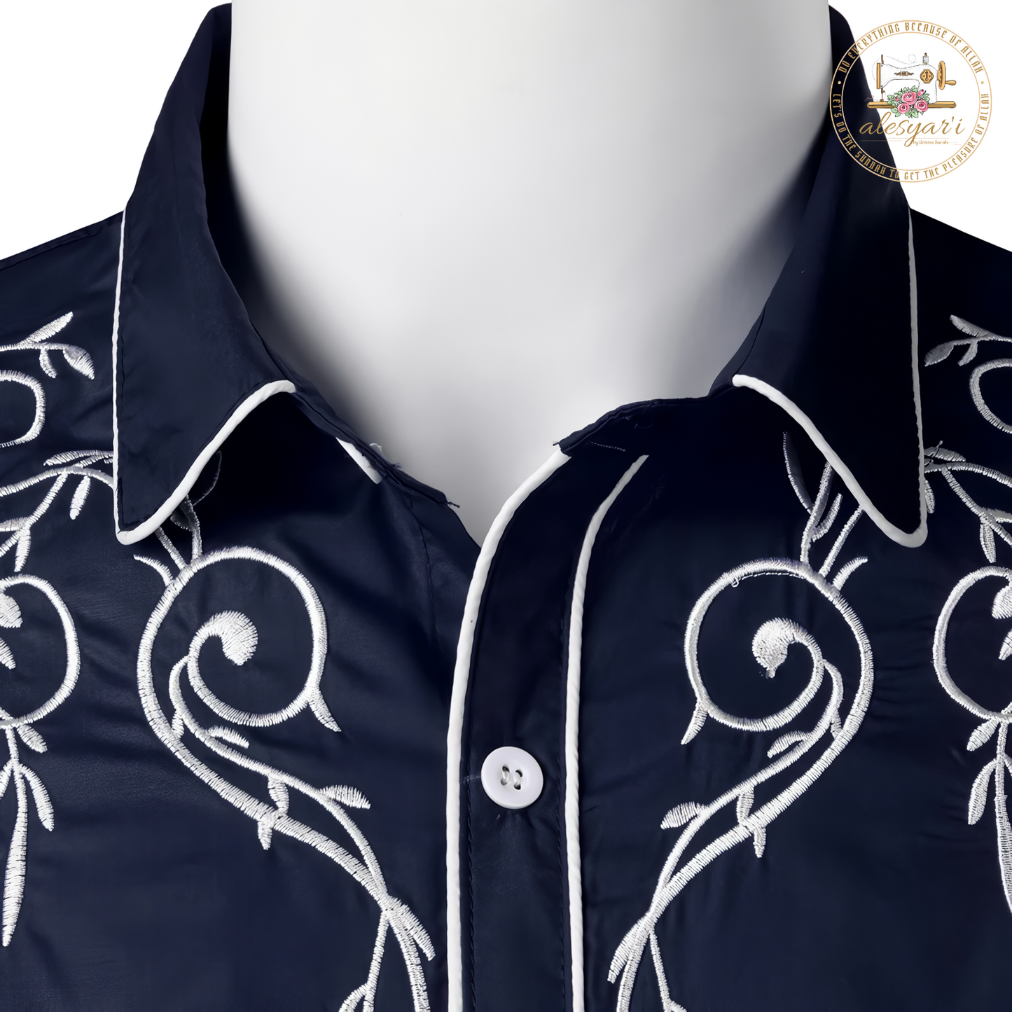 Alesyari Shop I 2024 Stylish Western Cowboy Shirt Men Brand Design Embroidery Slim Fit Casual Long Sleeve Shirts Mens Wedding Party Shirt for Male