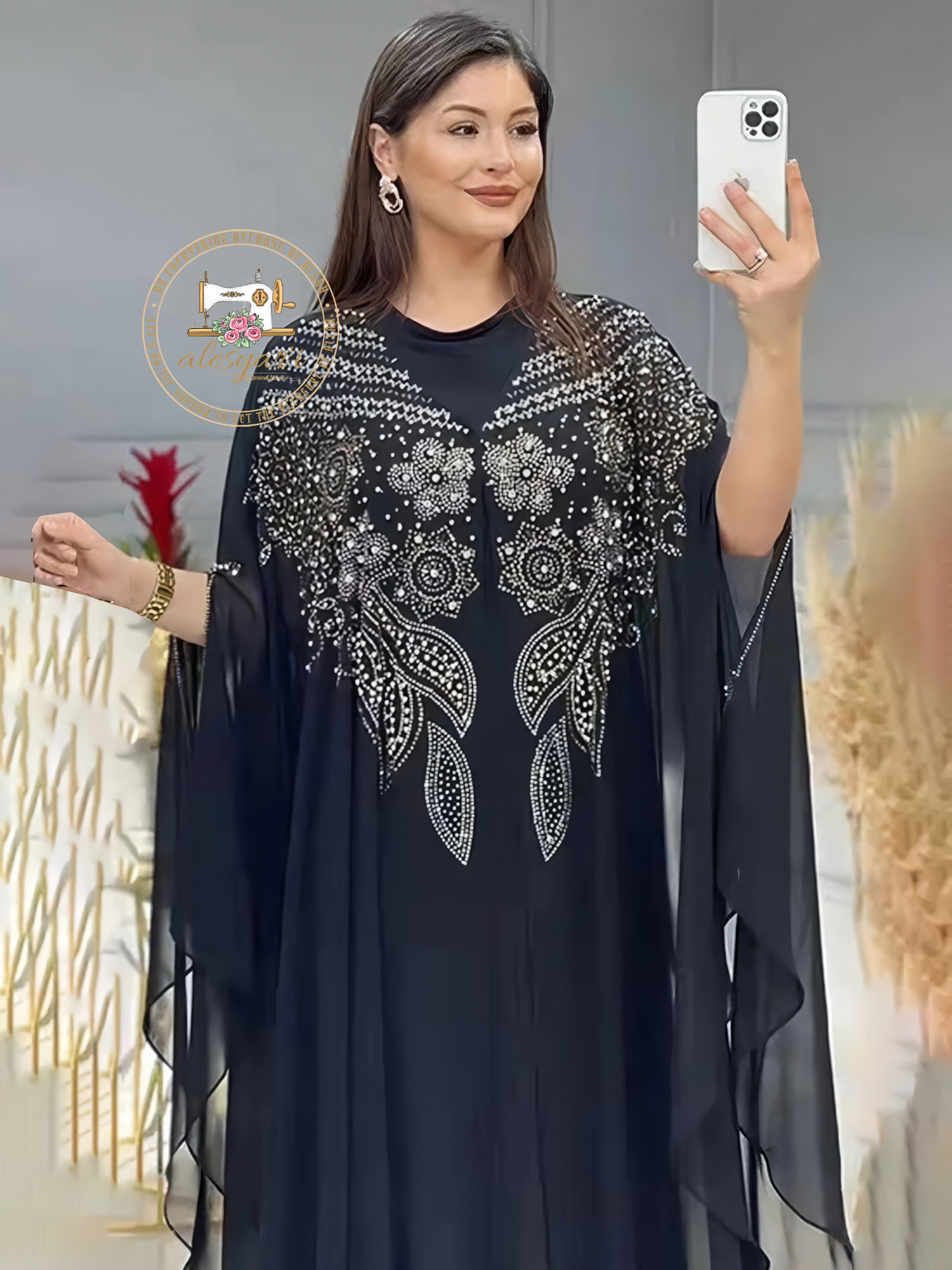 Alesyari Shop I Luxurious Dubai Women's Abayas: Sifon Boubou Muslim Fashion Kaftan Marocain Dresses for Special Occasions and Weddings