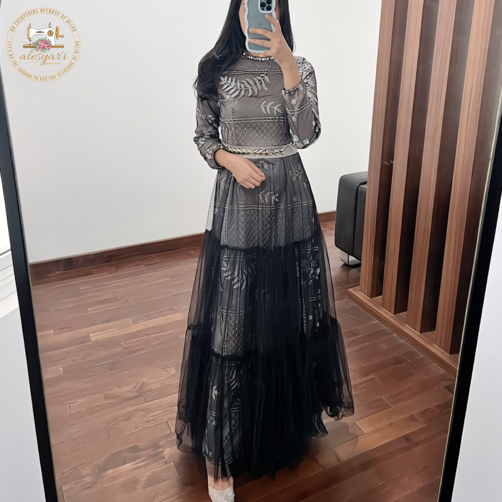 Alesyari Shop I 2024 Abaya Femme Muslim Woman Clothing Long Dresses Solid Pockets Autumn Winter Embroidered High Waisted Large Swing Dress