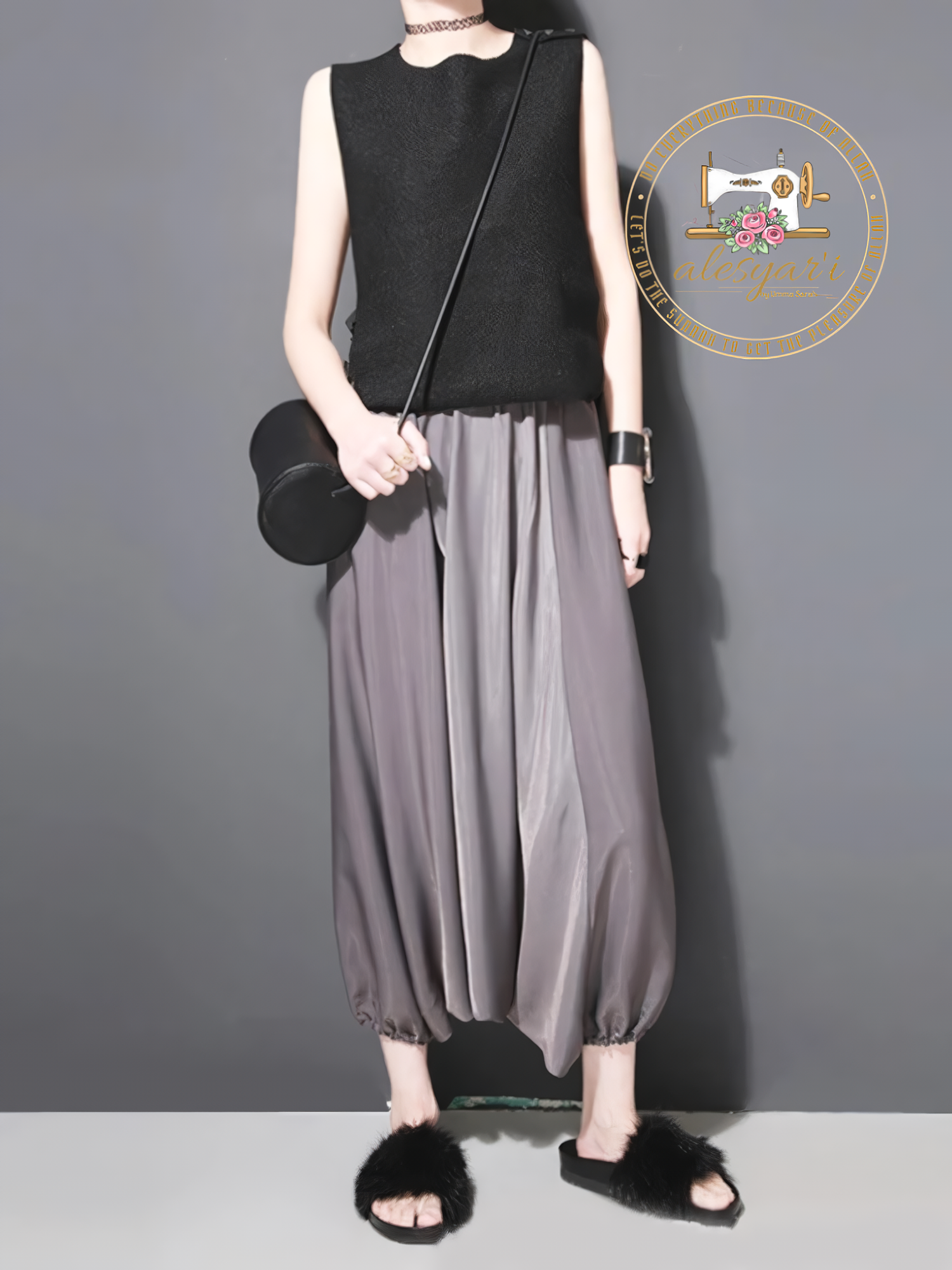 Alesyari Shop I Casual Elegance: Black Pleated Wide-Leg High Waist Trousers - New Loose Fit Pants for Women's Fashion in the Trendy Spring and Autumn Season