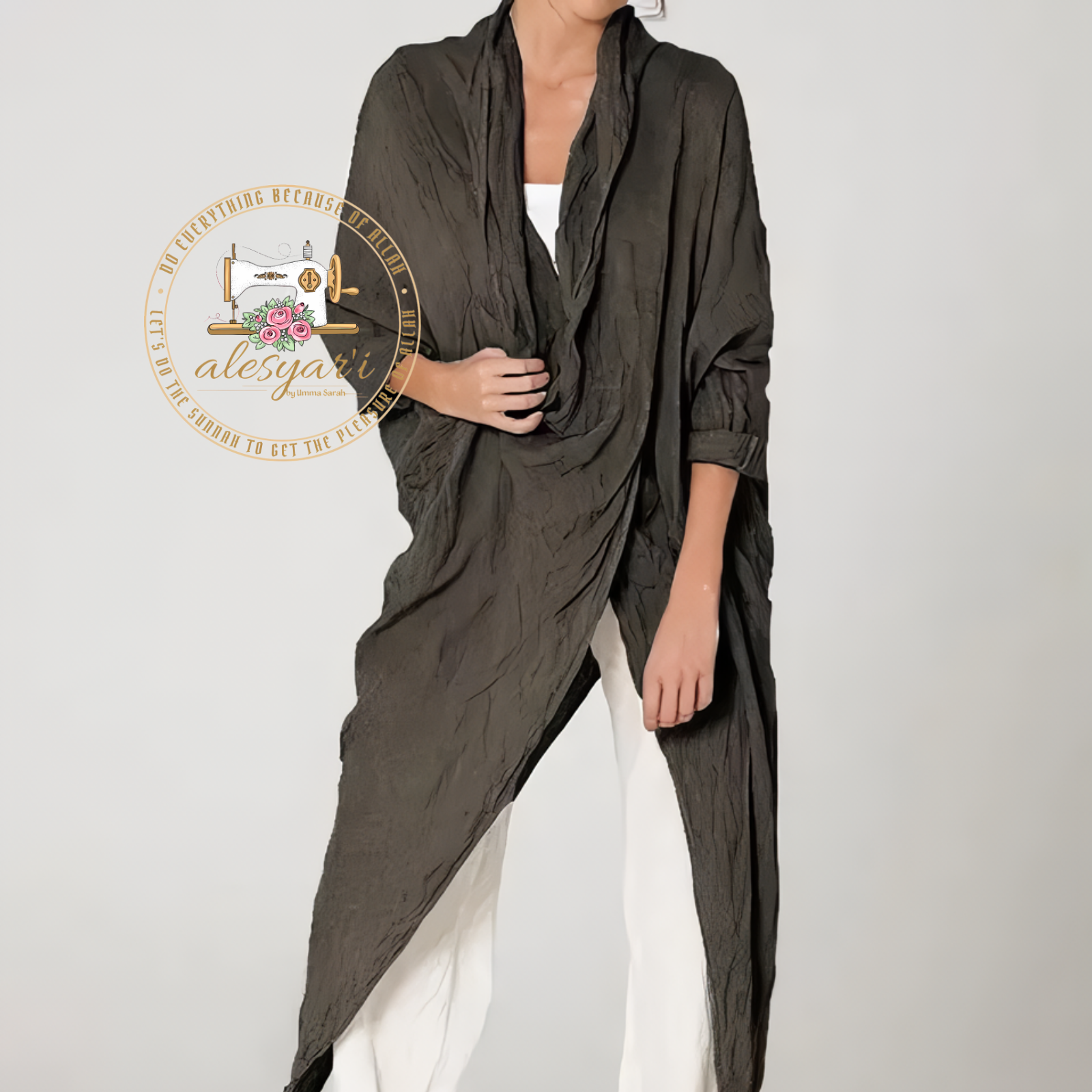 Alesyari Shop I Antique Fall 2023 Women's Asymmetric Blouse: Long Sleeve, Casual Long Shirt with Cowl Neck, Loose Fit, and Solid Style