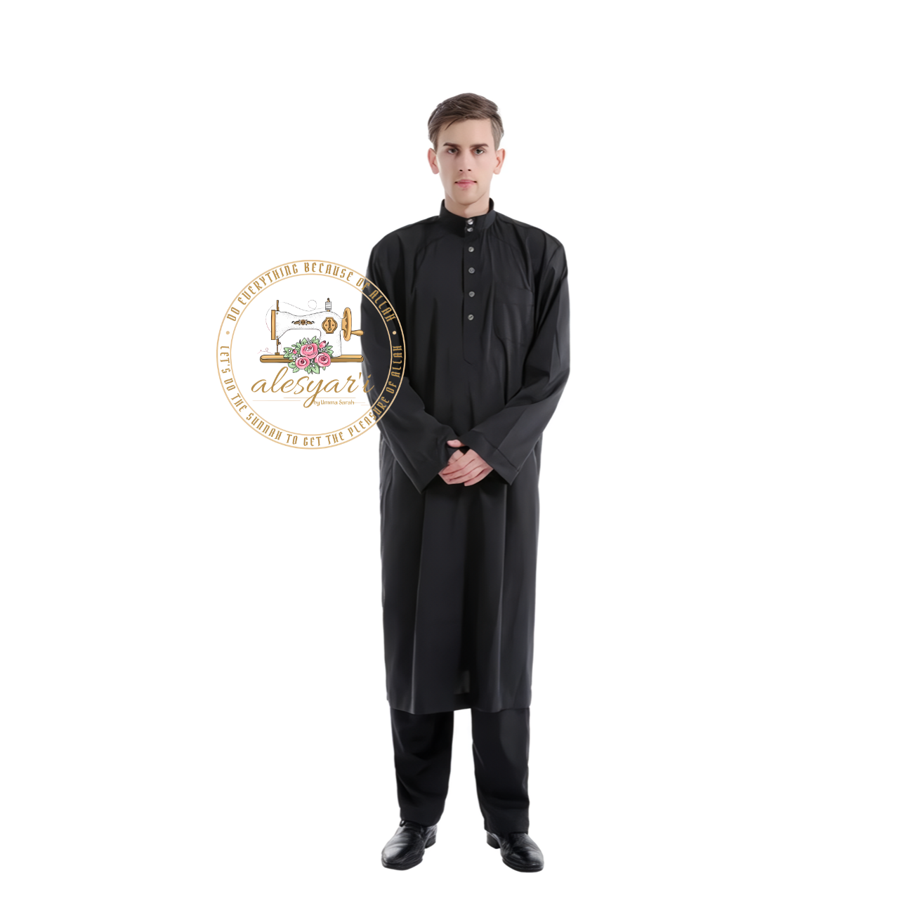 Saudi Jubba Thobe Thoub Set: 2-Piece Kaftan Suit with Long Pants – Traditional Arabic Islamic Muslim Robe for Men's Clothing in Dubai Style