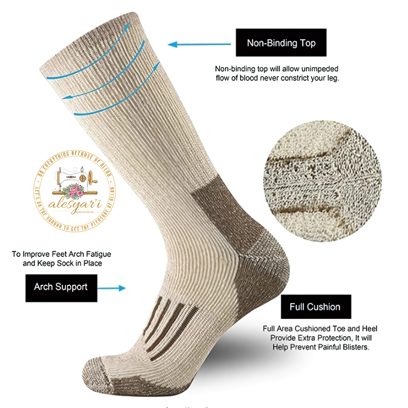 Alesyari Shop IPremium Merino Wool Hiking Socks: Cozy Warmth, Thick Cushioning, and Moisture-Wicking Performance for Men and Women in Euro Sizes