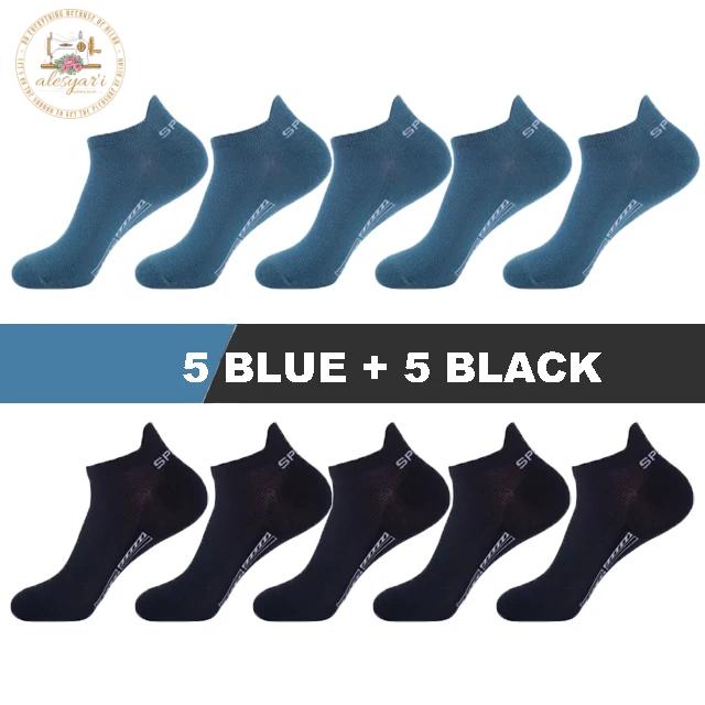 Alesyar'i Shop I 10 Pairs/Lot: High-Quality Men's Ankle Socks - Breathable Cotton, Mesh Design, Casual Athletic Style for a Cool and Comfortable Summer, Thin Cut Short Socks