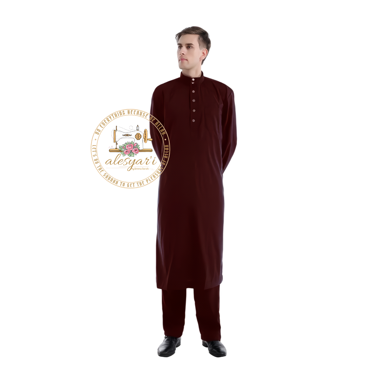 Saudi Jubba Thobe Thoub Set: 2-Piece Kaftan Suit with Long Pants – Traditional Arabic Islamic Muslim Robe for Men's Clothing in Dubai Style