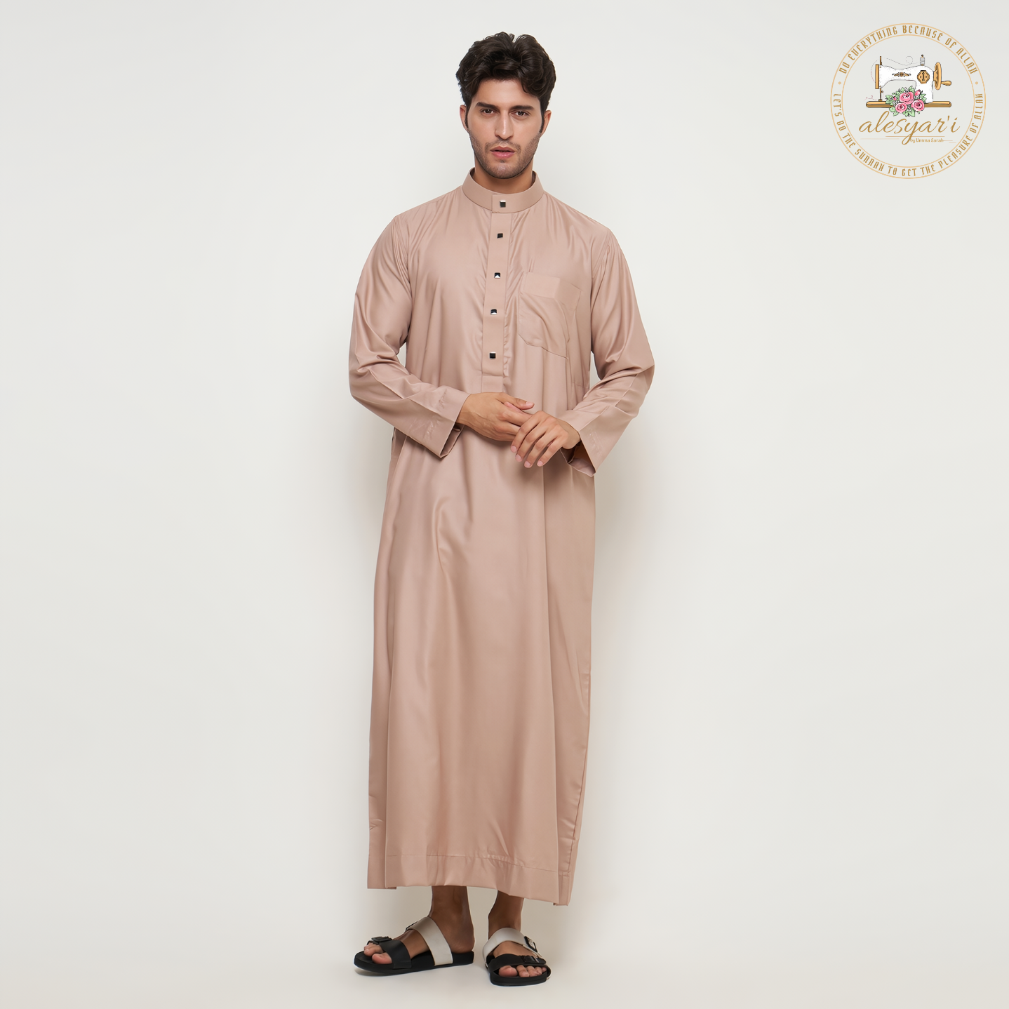 Alesyari Shop I Islamic Jubba Thobe Long Sleeve Robe Shirts Hoodies Saudi Arab Kaftan Long Jubba Thobe Hombre Muslim Men Abaya Clothing