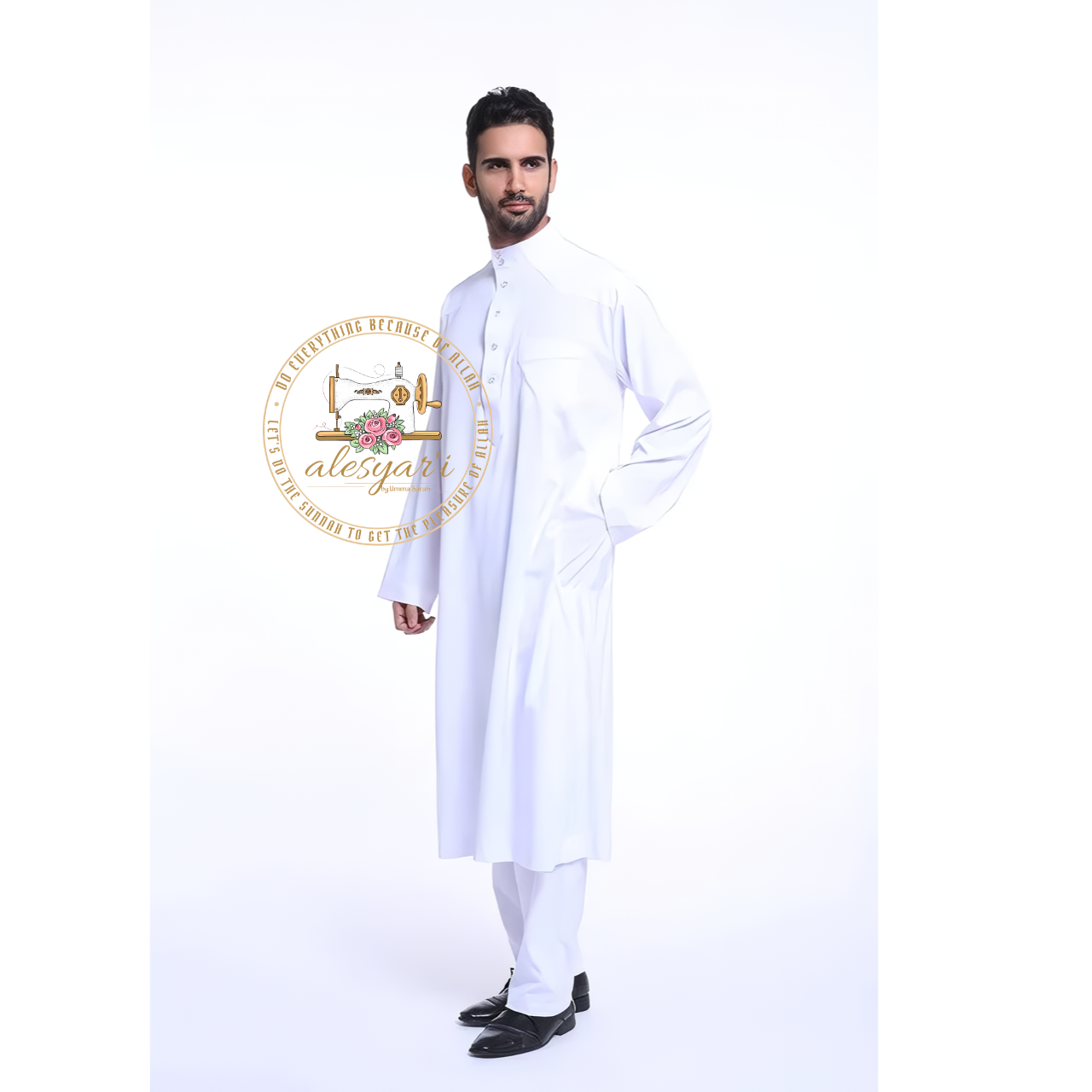 Saudi Jubba Thobe Thoub Set: 2-Piece Kaftan Suit with Long Pants – Traditional Arabic Islamic Muslim Robe for Men's Clothing in Dubai Style