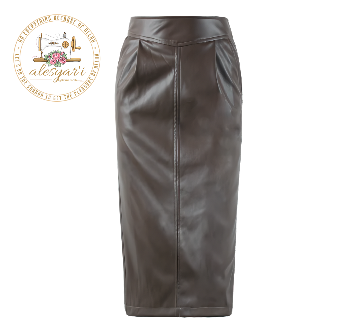 Alesyar'i Shop I Chic Spring Elegance: Midi PU Leather Skirt for Women in Brown, White, and Black