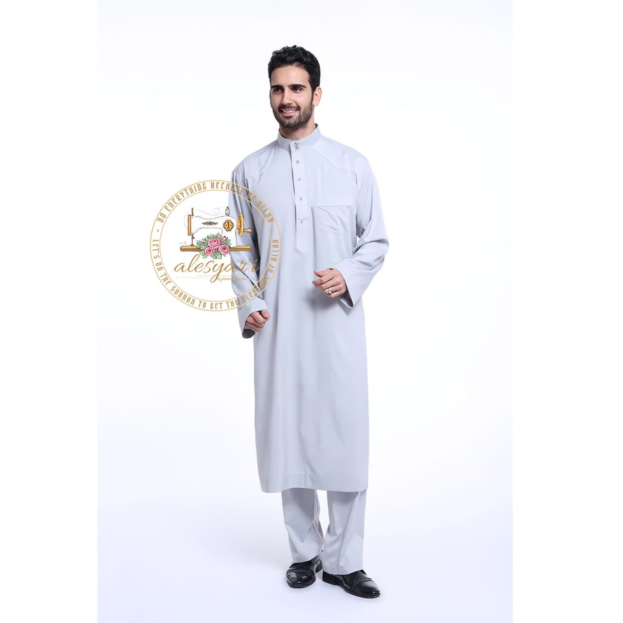 Saudi Jubba Thobe Thoub Set: 2-Piece Kaftan Suit with Long Pants – Traditional Arabic Islamic Muslim Robe for Men's Clothing in Dubai Style