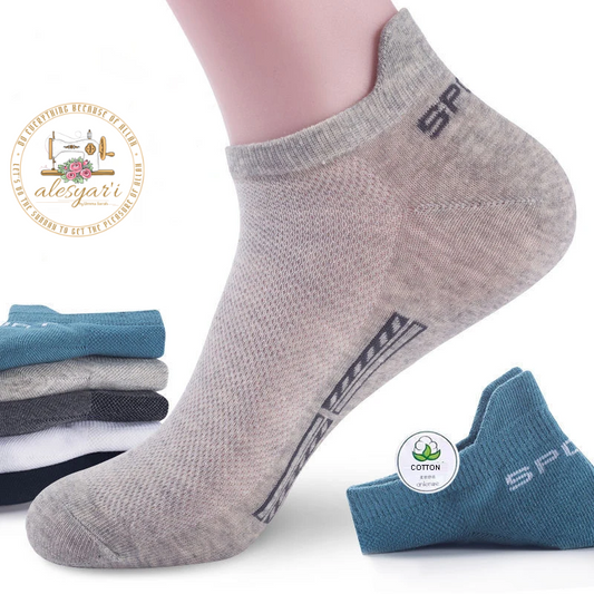 Alesyar'i Shop I 10 Pairs/Lot: High-Quality Men's Ankle Socks - Breathable Cotton, Mesh Design, Casual Athletic Style for a Cool and Comfortable Summer, Thin Cut Short Socks