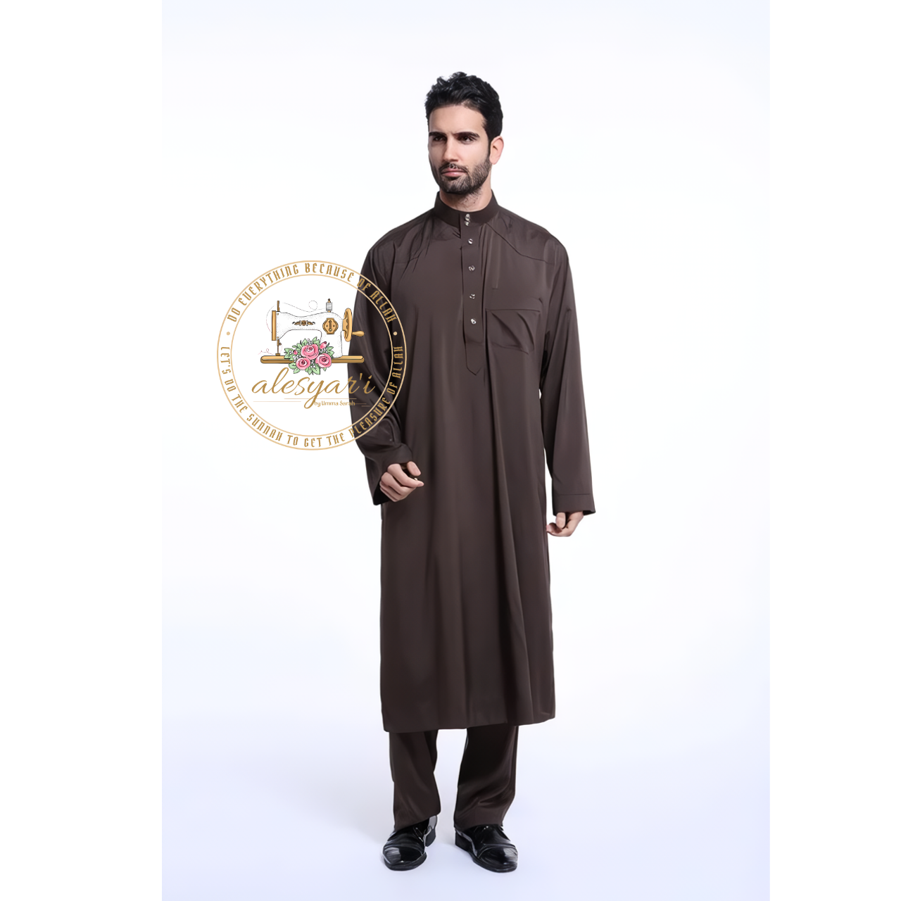 Saudi Jubba Thobe Thoub Set: 2-Piece Kaftan Suit with Long Pants – Traditional Arabic Islamic Muslim Robe for Men's Clothing in Dubai Style