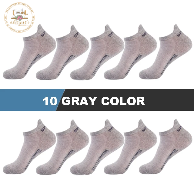 Alesyar'i Shop I 10 Pairs/Lot: High-Quality Men's Ankle Socks - Breathable Cotton, Mesh Design, Casual Athletic Style for a Cool and Comfortable Summer, Thin Cut Short Socks