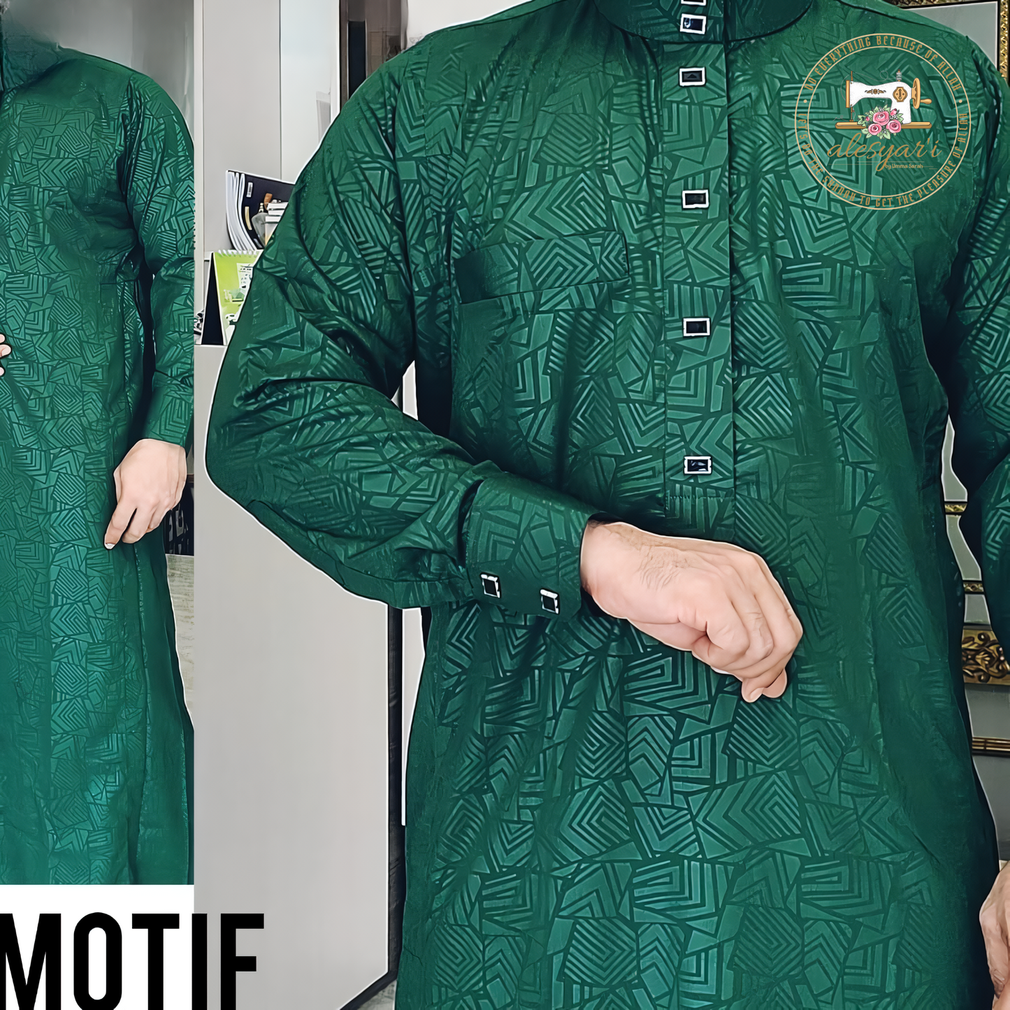 Alesyari Shop I 2024 Muslim Men Jubba Thobe Solid Color Patchwork Robe Saudi Shirt Stand Collar Islamic Arabic Kaftan Men Abaya