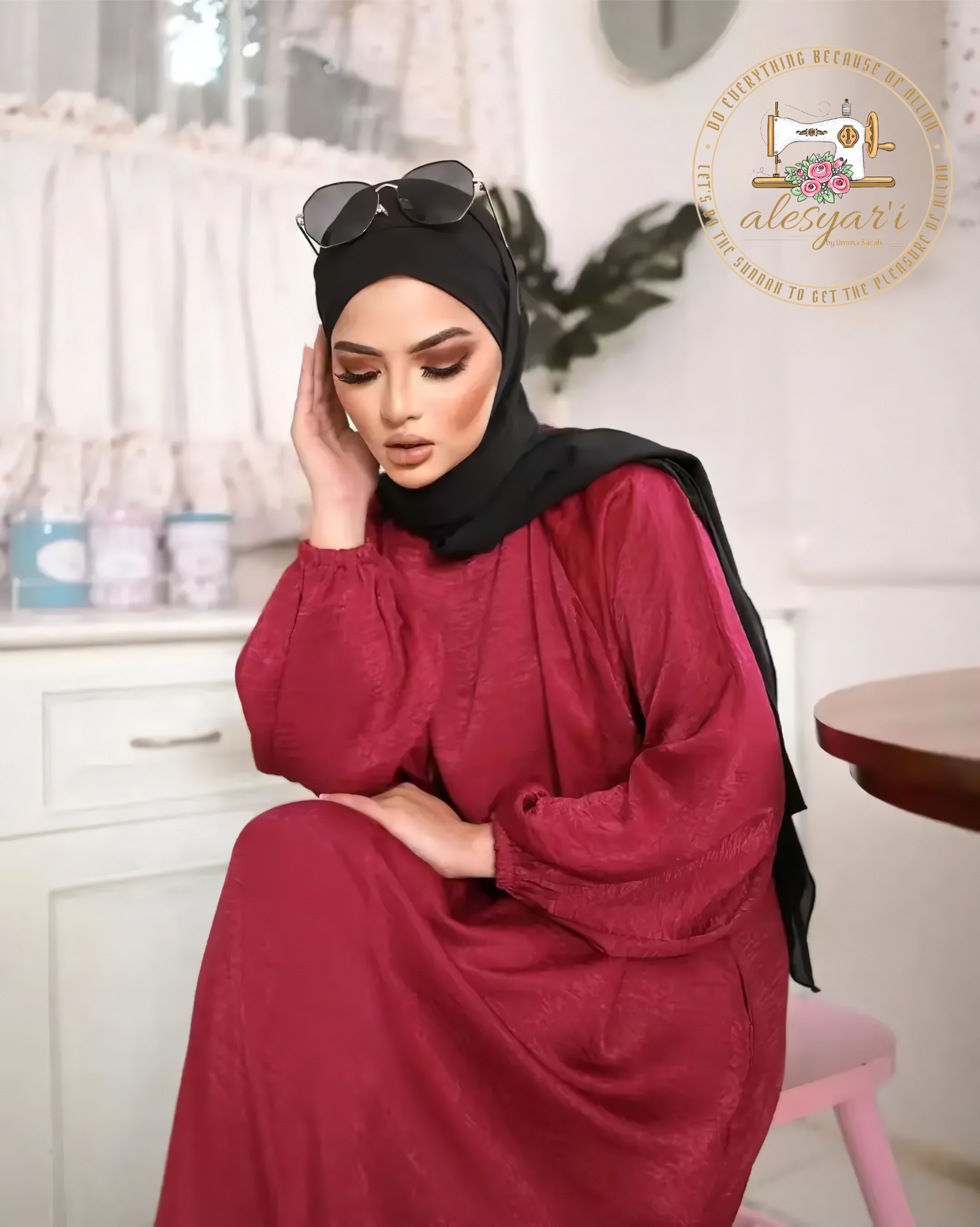 Alesyari Shop I Graceful Modesty Satin Abaya Long Dress - Elegant Formal Wear for Women