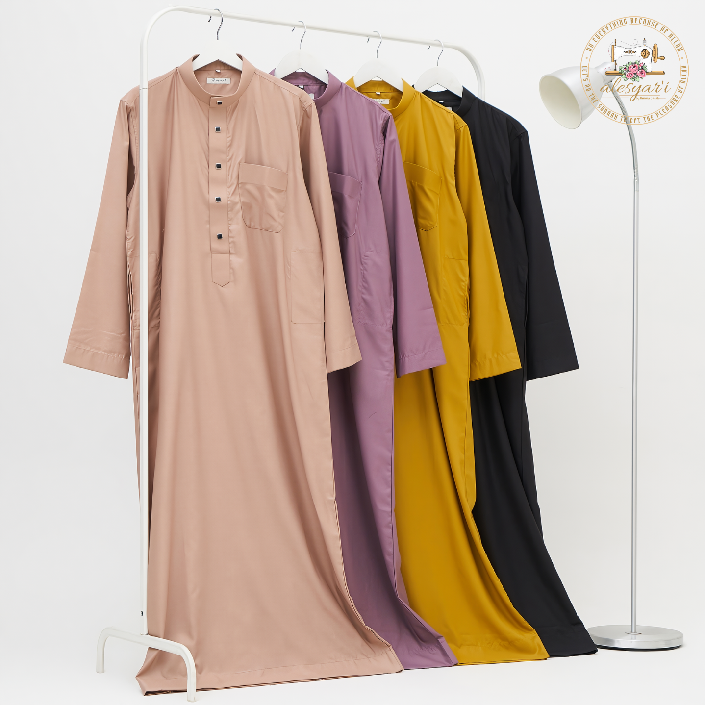 Alesyari Shop I Islamic Jubba Thobe Long Sleeve Robe Shirts Hoodies Saudi Arab Kaftan Long Jubba Thobe Hombre Muslim Men Abaya Clothing