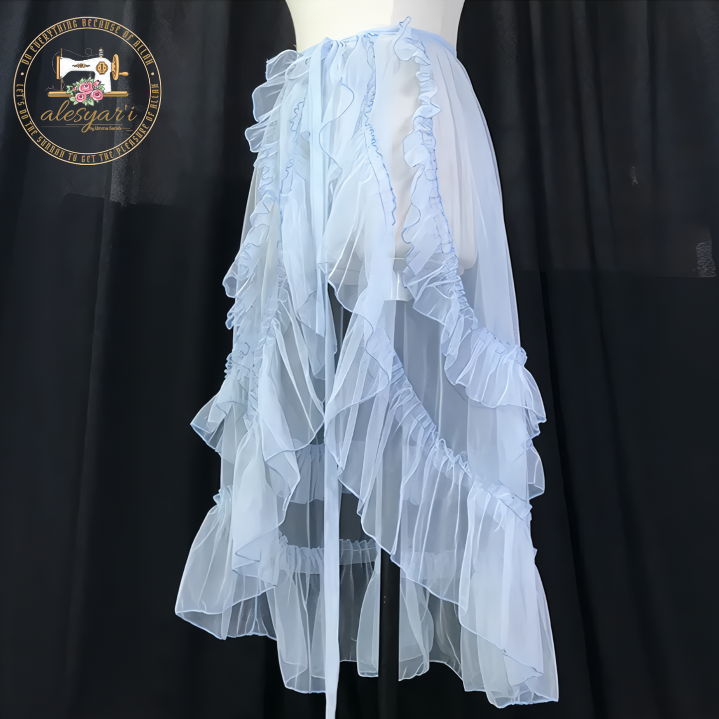 Alesyar'i Shop I Vintage Elegance: Sheer Lolita Apron with Ruffled Waist and Mesh Overlay Skirt