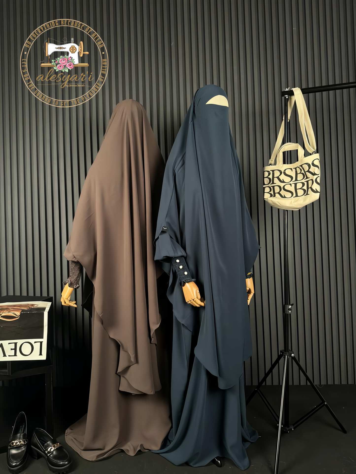 Alesyari Shop I Jet Black Mina Mazen Abaya Set Premium Comfort for Haji and Umrah