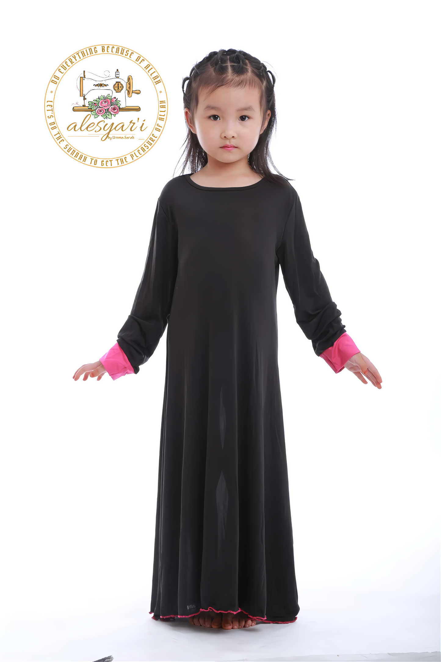 Alesyari Shop I Children's Ramadan Ensemble with Prayer Dress, Hijab, Abaya, and Robe for Girls, Perfect for Eid Party and Special Occasions