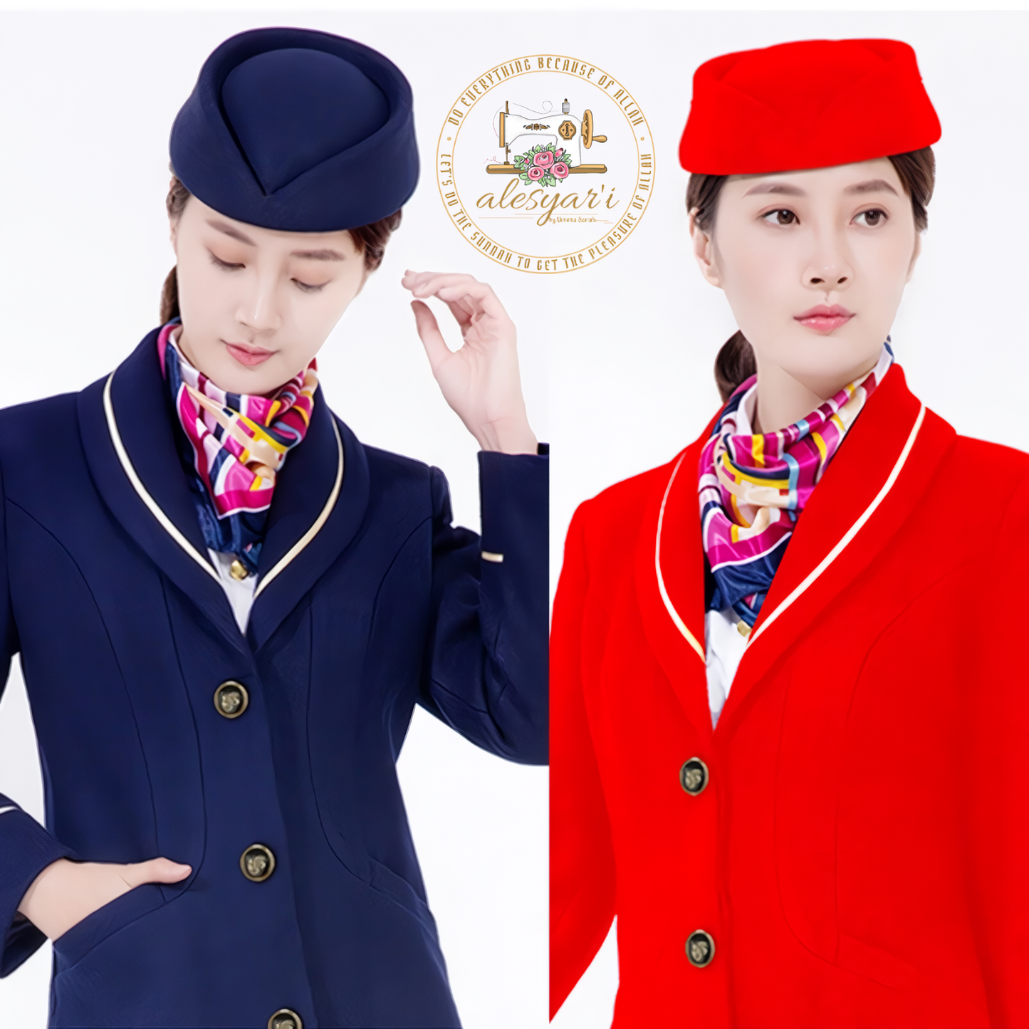 Alesyari Shop I Chic Solid-Colored Beret Caps Elevate Your Style with Air Hostess Cosplay in Sweet Business Uniform Live Shows