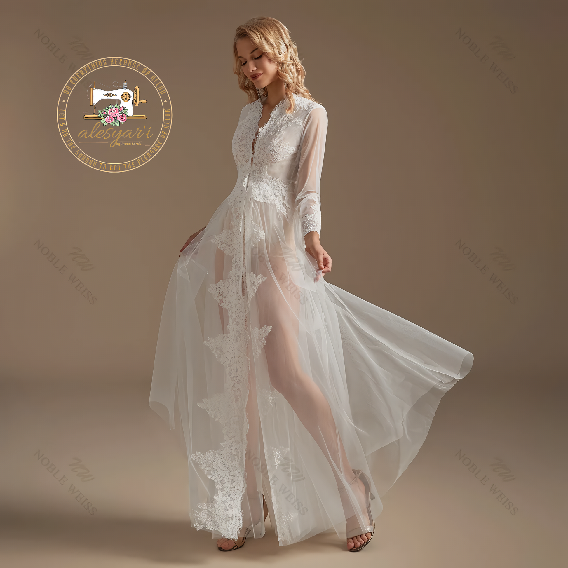 Alesyari Shop I Custom-Made Lace Hem Bridal Bolero : Tulle Sheer Elegance for Your Wedding Party Cape Dress