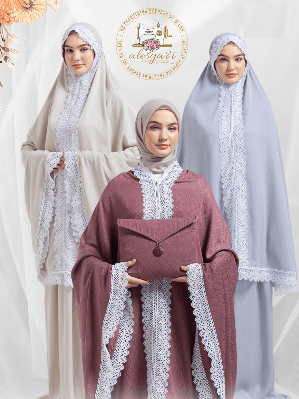 Alesyari Shop I 2-Piece Silky Skirt Sets with Lace Trim for Women's Prayer Garment - Perfect for Eid and Muslim Prayer in Saudi Arabia