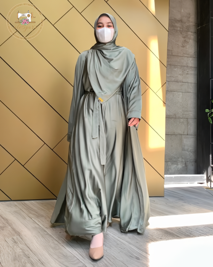 Alesyari Shop I Muslim Kaftan Abayas Long Sleeve Dress Kimono Women Dubai Dress Suit for Ramadan and Eid Al Fitr