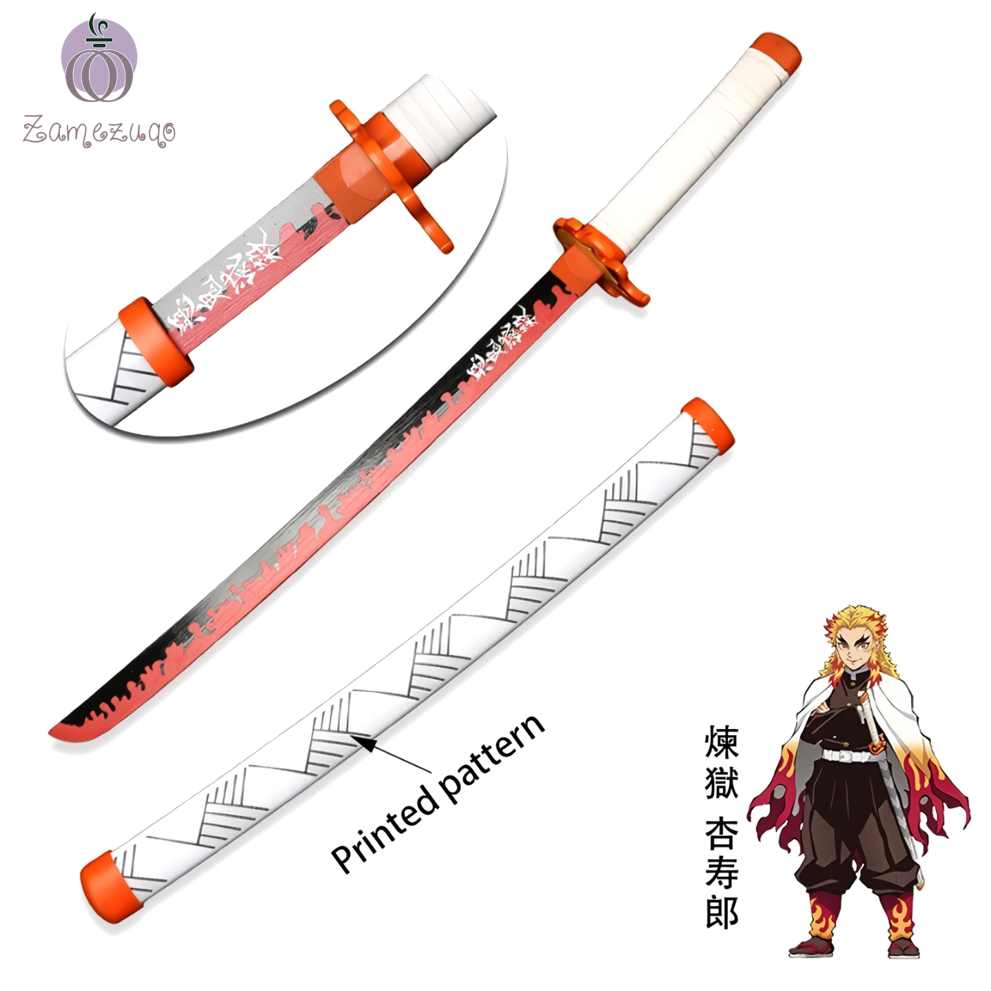 Alesyari Shop I Toy Sword Demon Slayer Katana 80cm Wooden Sword Cosplay Weapon Zenitsu Muichirou Mitsuri 1:1 Original patterns and styles