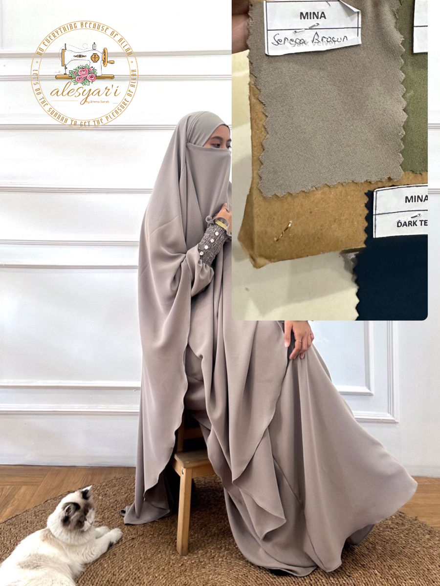 Alesyari Shop I Jet Black Mina Mazen Abaya Set Premium Comfort for Haji and Umrah