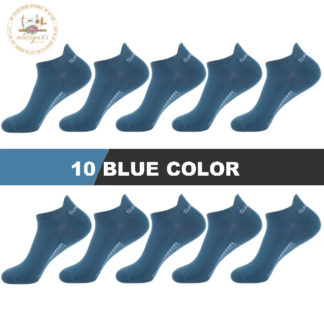 Alesyar'i Shop I 10 Pairs/Lot: High-Quality Men's Ankle Socks - Breathable Cotton, Mesh Design, Casual Athletic Style for a Cool and Comfortable Summer, Thin Cut Short Socks