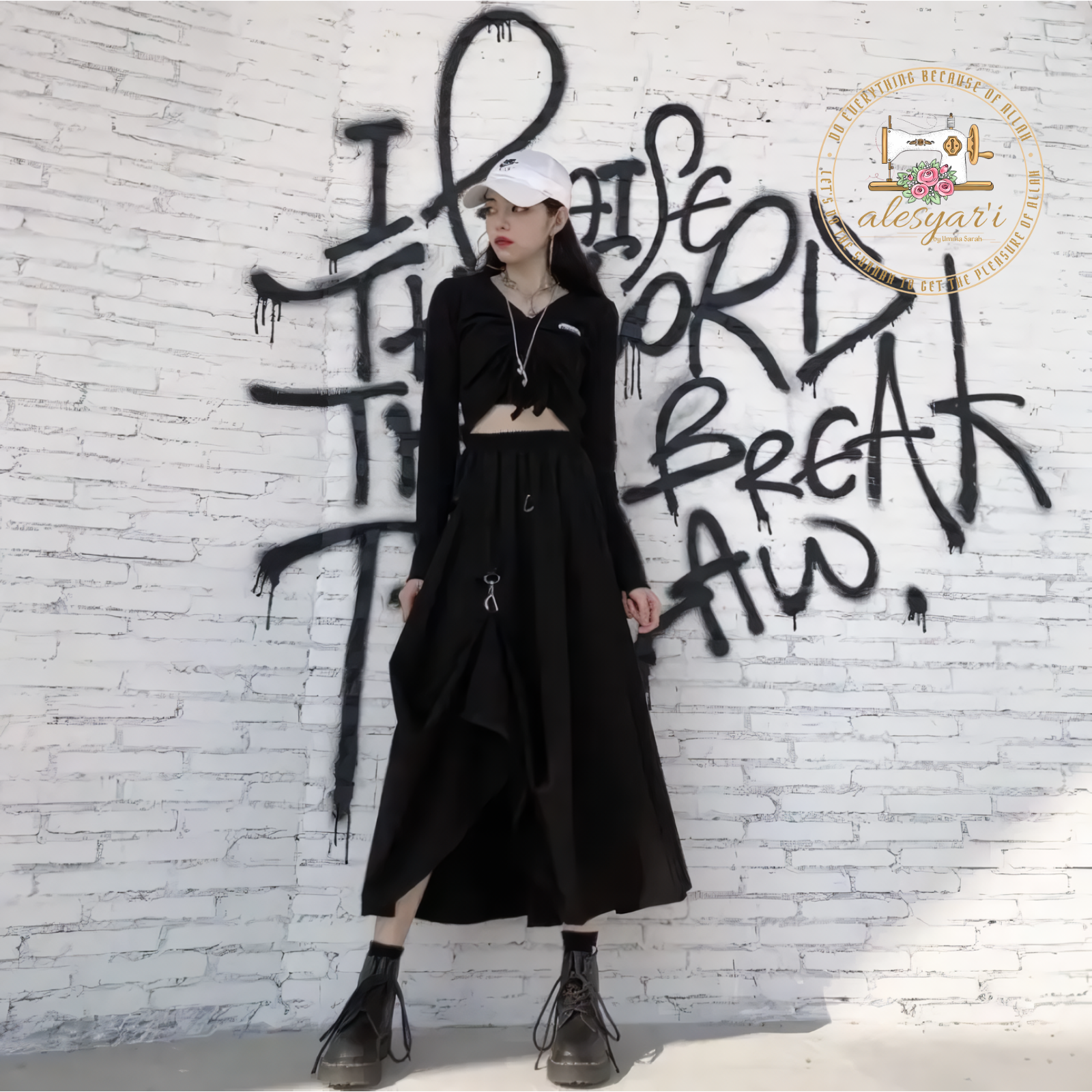 Alesyar'i Shop I Harajuku Punk Elegance: High Waist Splicing Buckle Irregular Gothic Skirt for Streetwear Statement