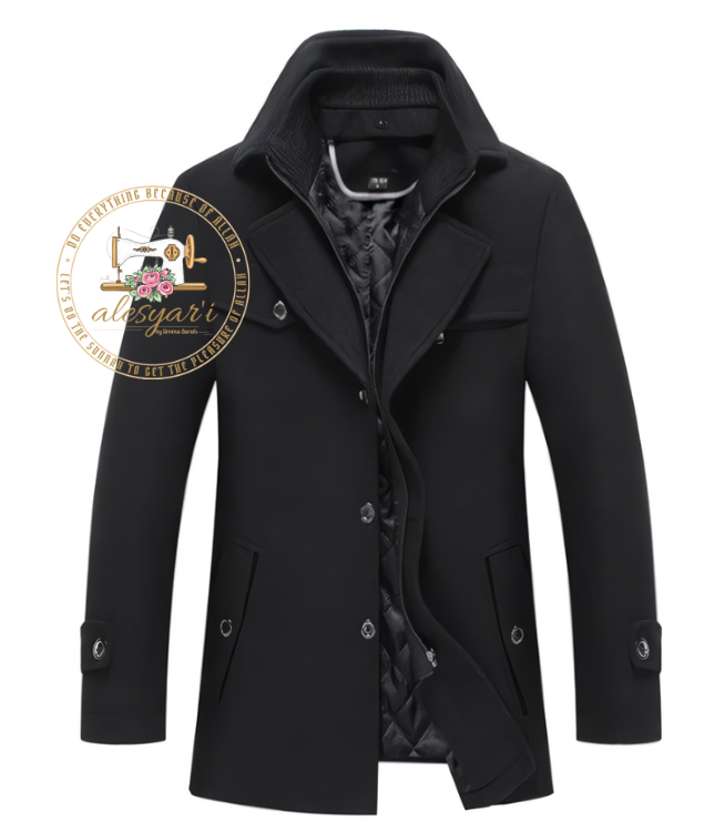 Alesyar'i Shop I Men's Travel Coat with Double Collar, Zipper, and Buttons for a Stylish All-Match Look