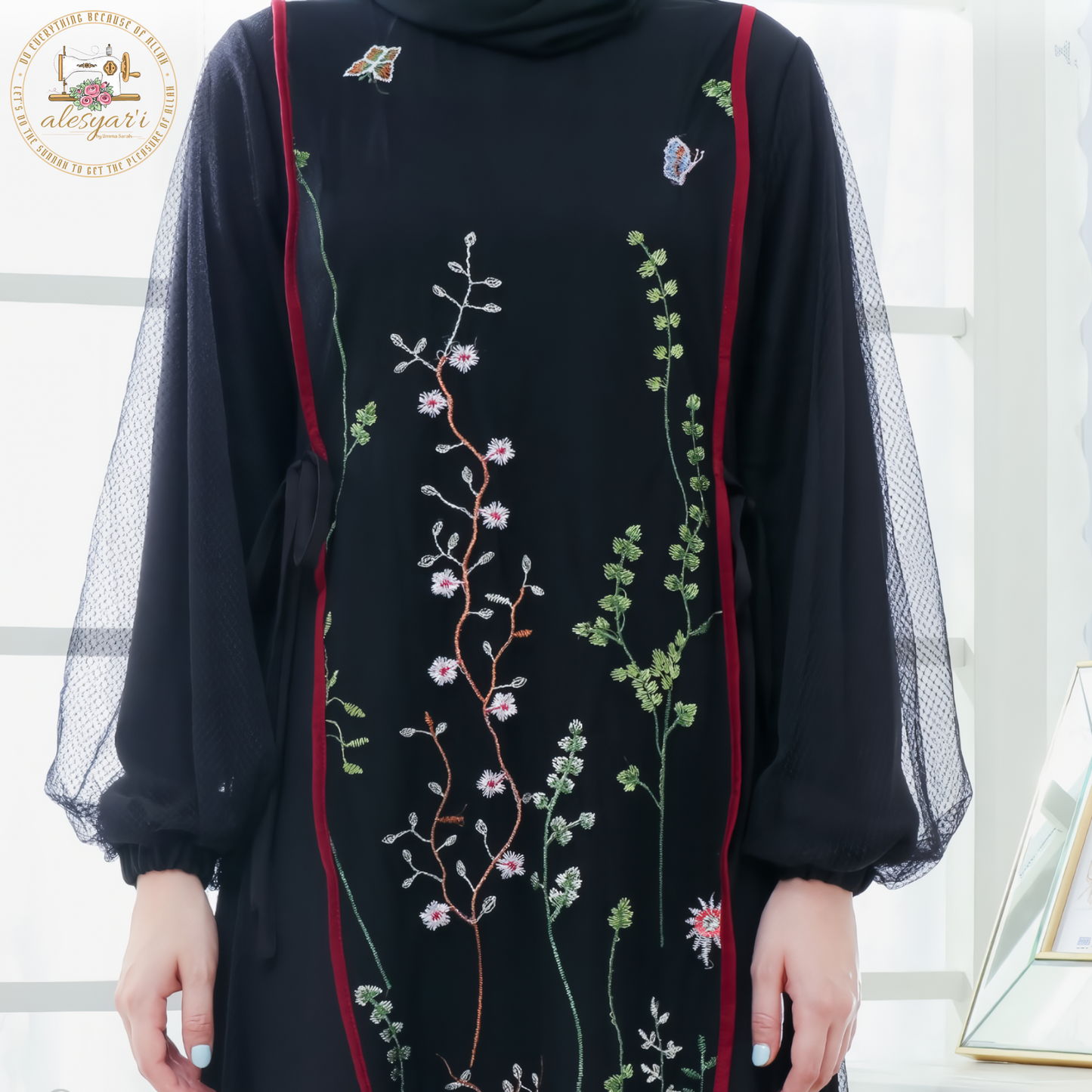 Alesyari Shop I 2024 Maxi Dress Kaftan Floral Women Fashion Muslim Clothing Dubai Long Sleeve Abaya Ladies Evening Dresses