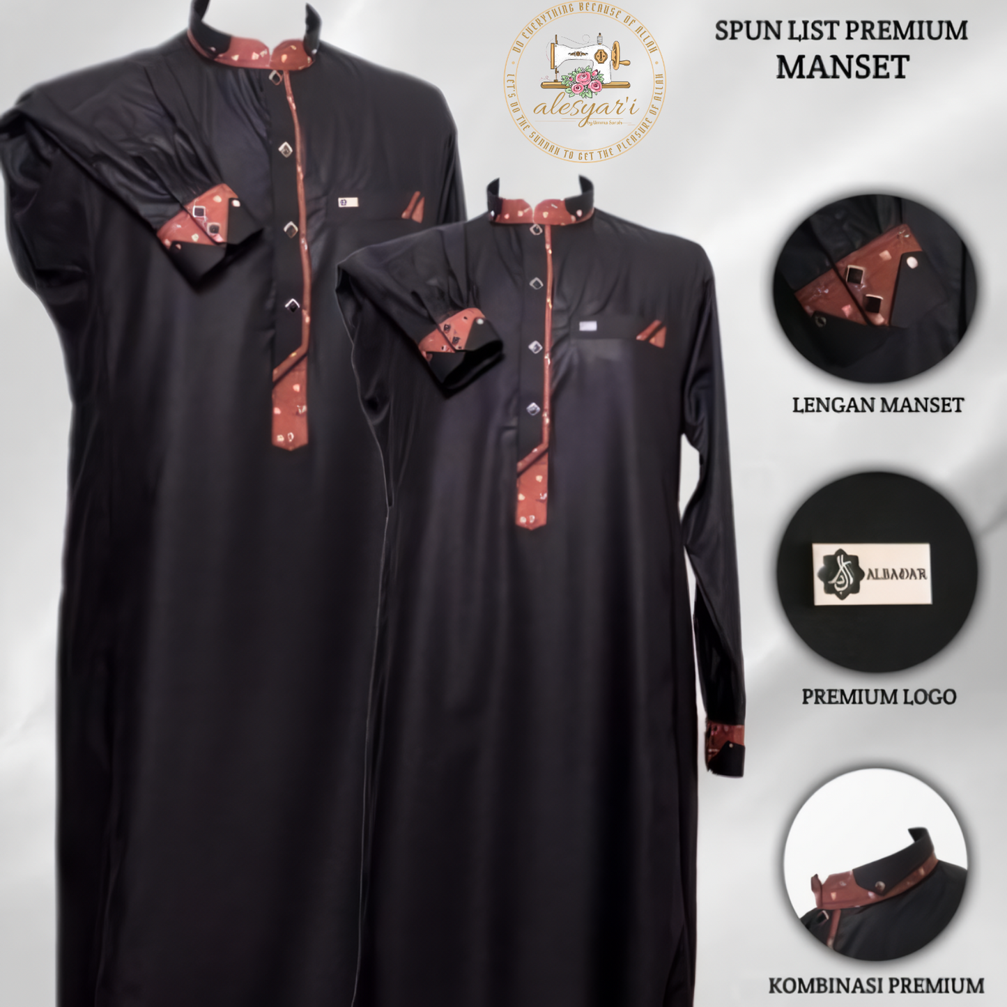 Alesyari Shop I Men's Arabia Jubba Thobe Kaftan Middle East Islamic Clothing Muslim Fashion Arab Abaya Dubai Dress 2024