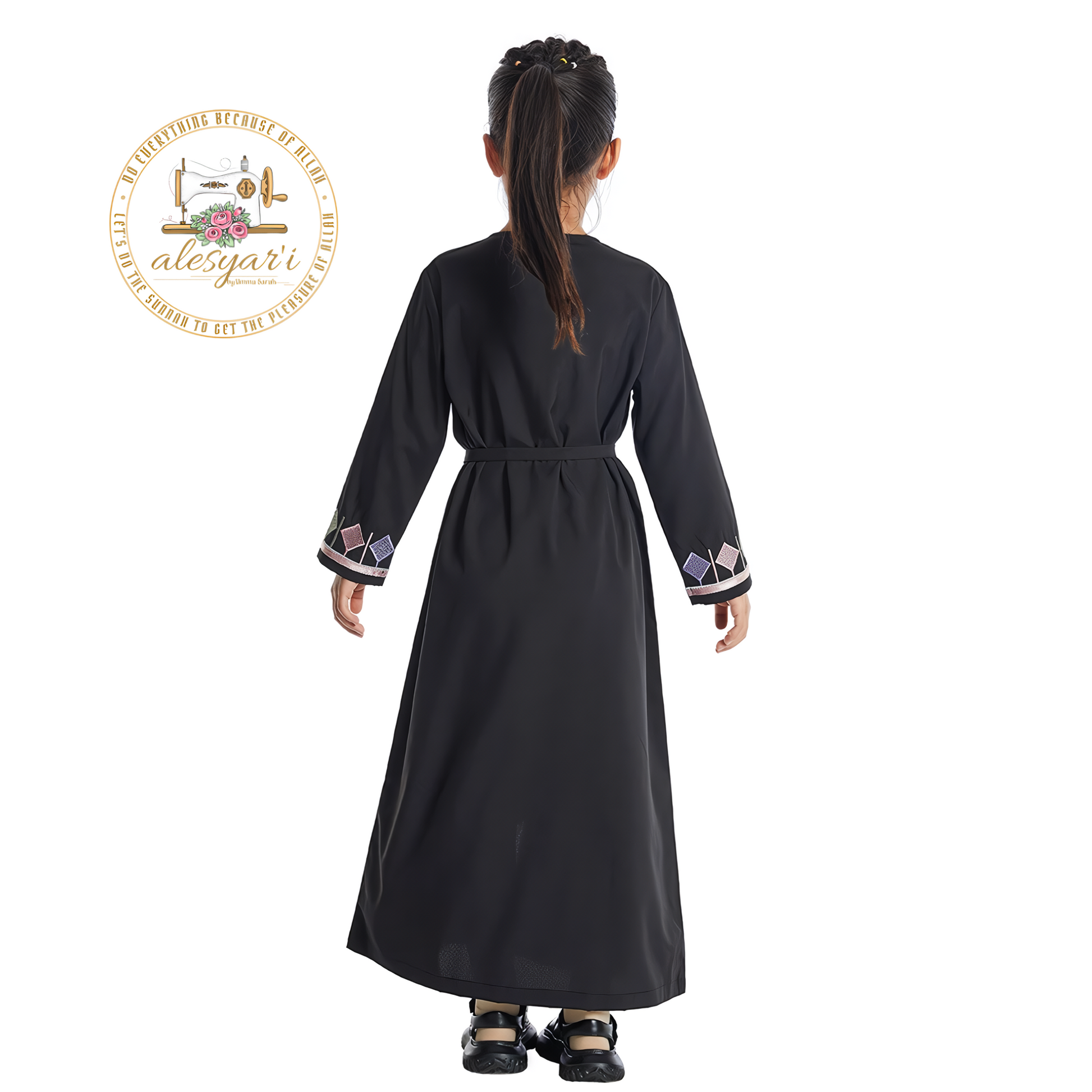 Alesyari Shop I Elegant Long Sleeve Maxi Dress for Young Girls, Ideal for Islamic Prayer and Special Occasions