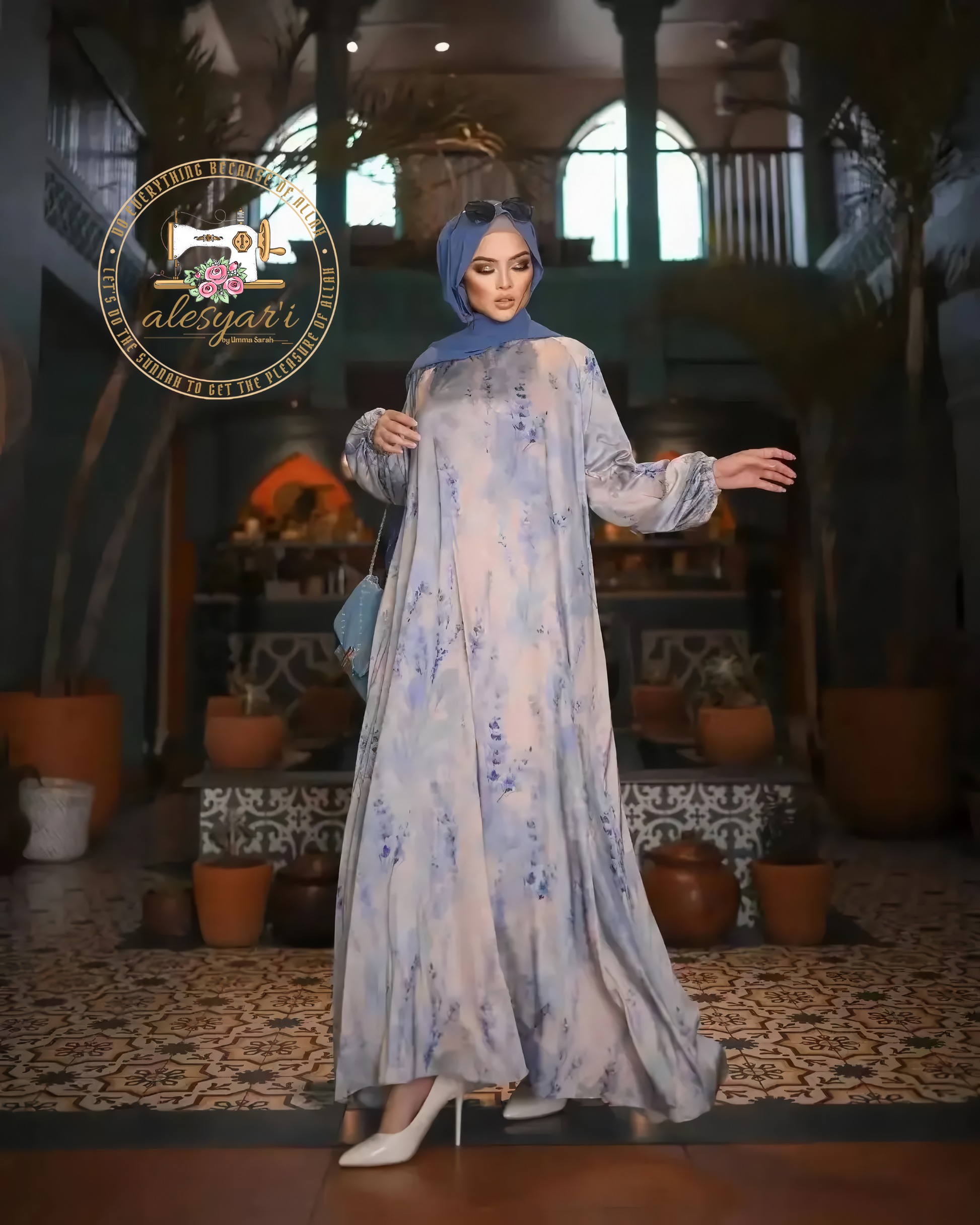 Alesyari Shop I Elegant Muslim Satin Dress: Modest Abaya, African Long Dresses, Formal Abayas, Kaftans - Embrace the Essence of Turkey, Dubai, Moroccan, and Arabic Styles