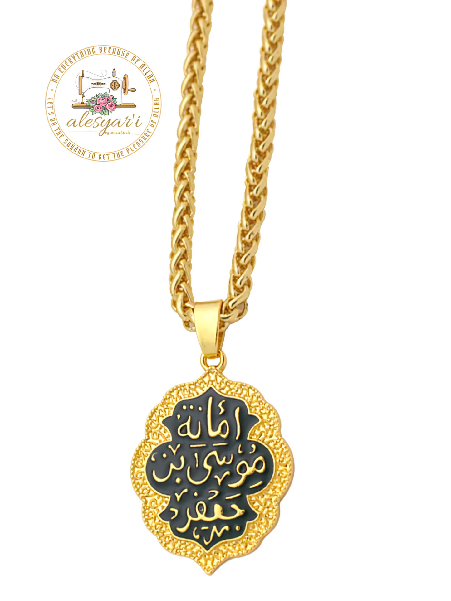 Alesyari Shop I Imam Musa bin Jafar KAZIM: Pendant Necklace, A Revered Figure in Islam, Amanat Musa bin Jafar