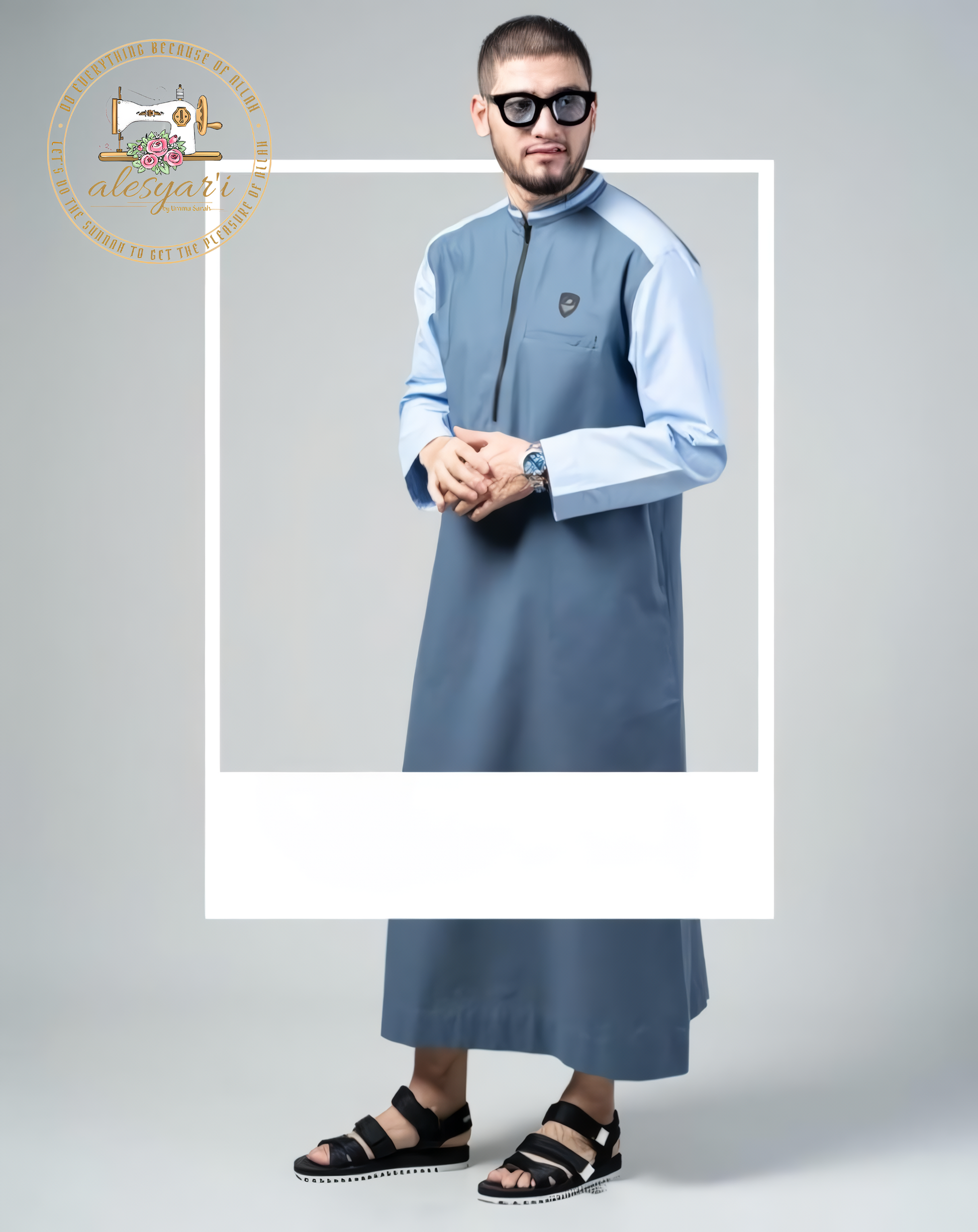 Alesyari Shop I Stylish Oxford Two-Tone Casual Robe for Men The Ideal Islamic Attire for Prayers