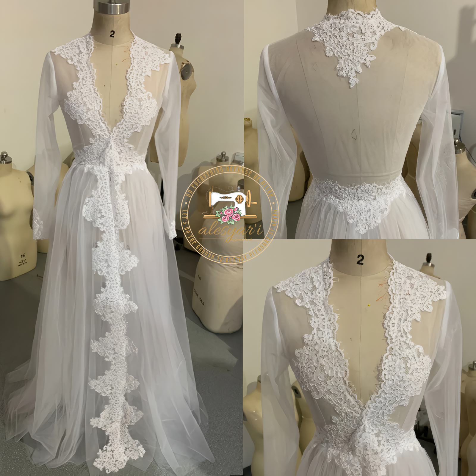 Alesyari Shop I Custom-Made Lace Hem Bridal Bolero : Tulle Sheer Elegance for Your Wedding Party Cape Dress