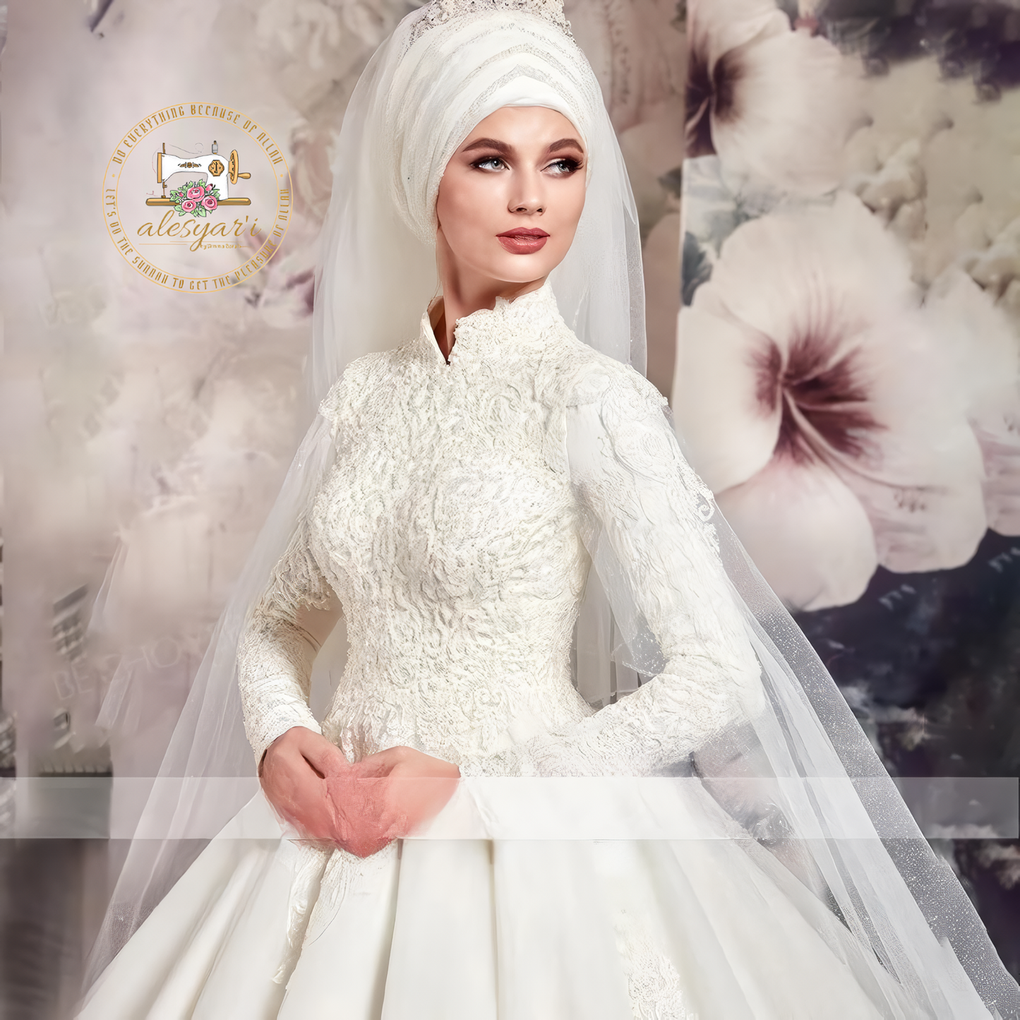 Alesyari Shop I Long Sleeve Wedding Dress with Beaded Appliques and 2-in-1 Detachable Ball Gown, Fit for a Princess Bride