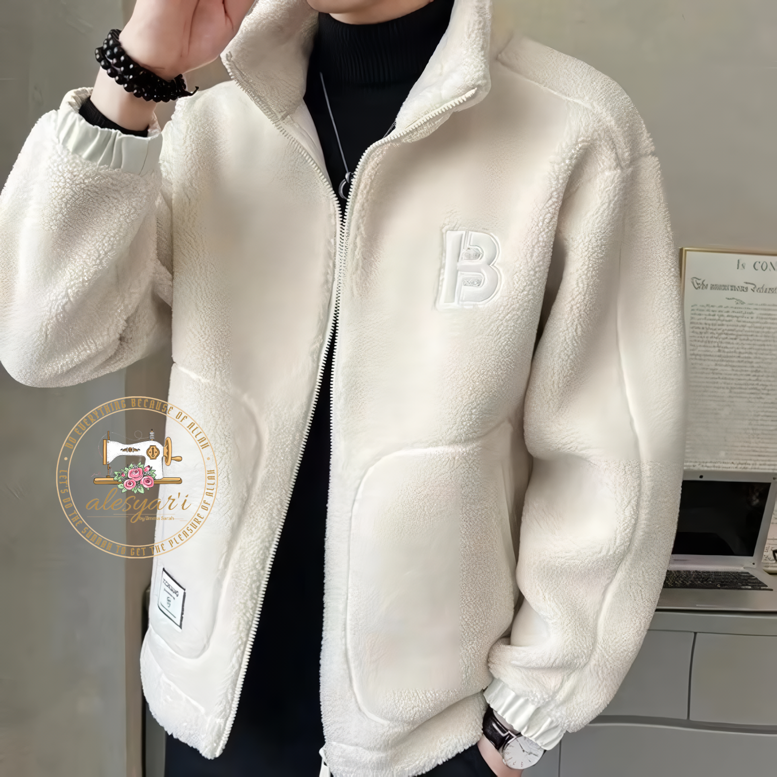 Alesyari Shop I Luxurious Streetwear Style: Men's Winter Polar Fleece Jacket - Solid Color, Loose Fit, and Warm Comfort