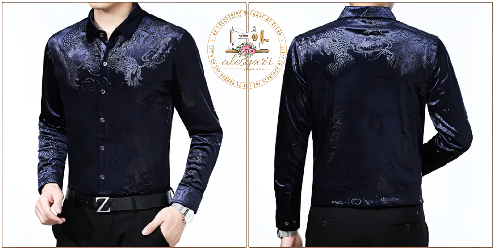 Alesyari Shop I 2024 Luxury Chinese Dragon Embroidery Velvet Shirt Men Slim Fit Long Sleeve Casual Shirts Men's Button Down Social Party Chemise 4XL