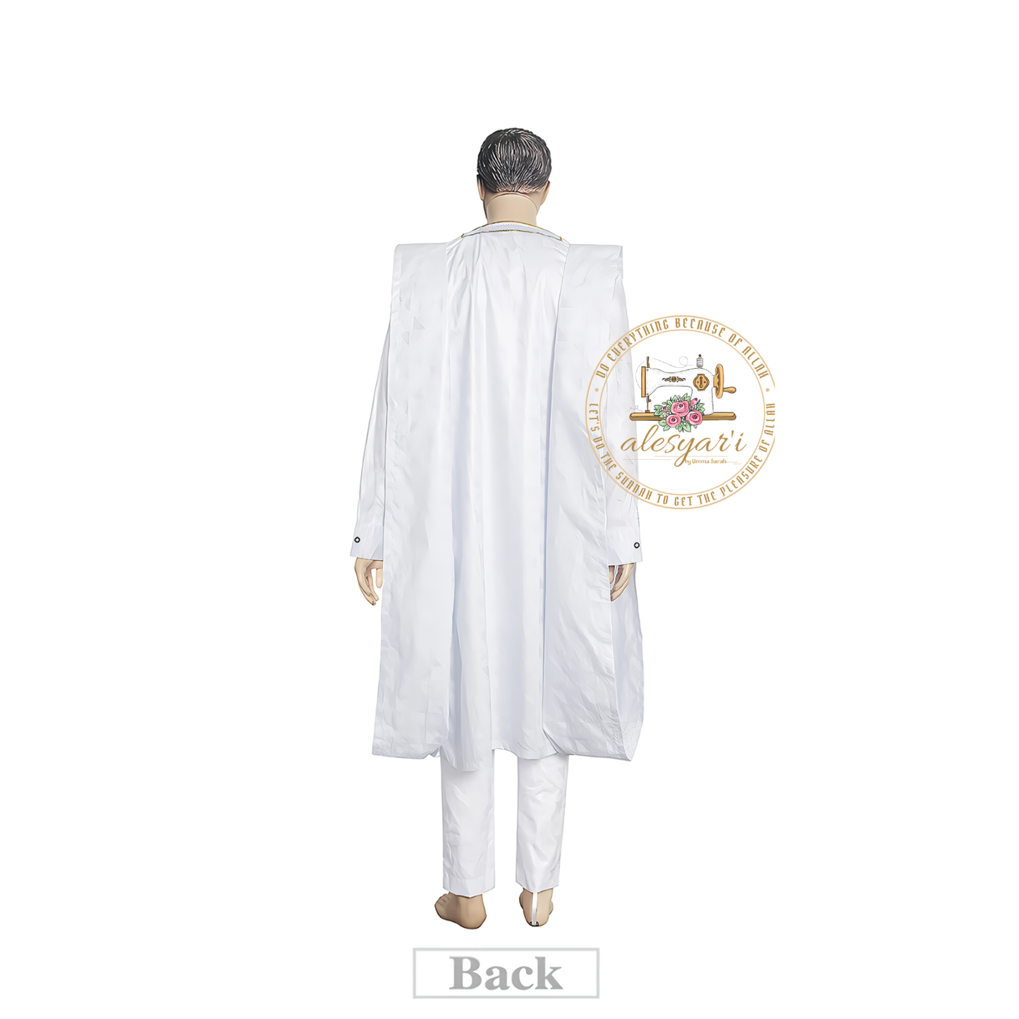 Alesyari Shop I African Bazin Riche Ensemble: Dashiki Men's Agbada Traditional Boubou Shirt and Pants 3-Piece Set for Wedding Party Attire