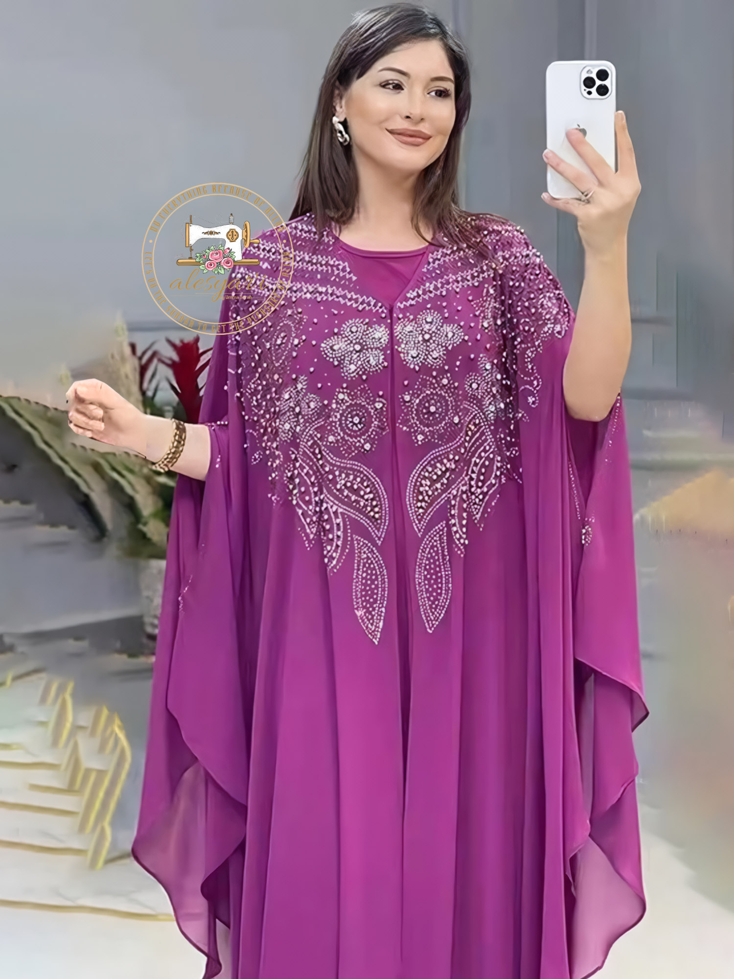 Alesyari Shop I Luxurious Dubai Women's Abayas: Sifon Boubou Muslim Fashion Kaftan Marocain Dresses for Special Occasions and Weddings