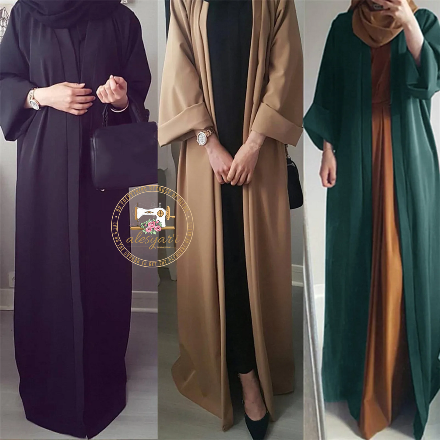 Alesyari Shop I Stylish Muslim Kimono Abaya Retro Ethnic Cardigan Robe for Ramadan and Eid Fashion