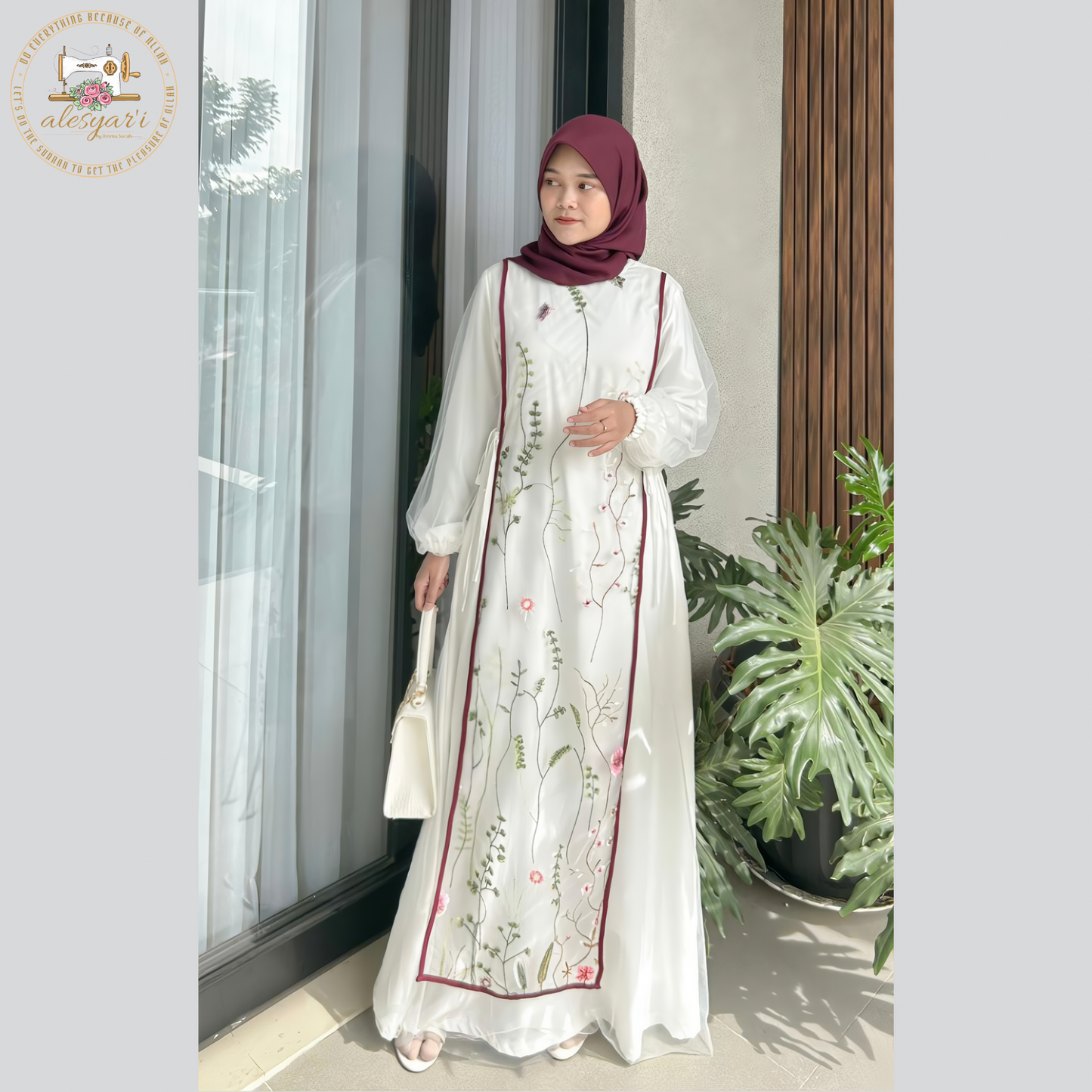 Alesyari Shop I 2024 Maxi Dress Kaftan Floral Women Fashion Muslim Clothing Dubai Long Sleeve Abaya Ladies Evening Dresses