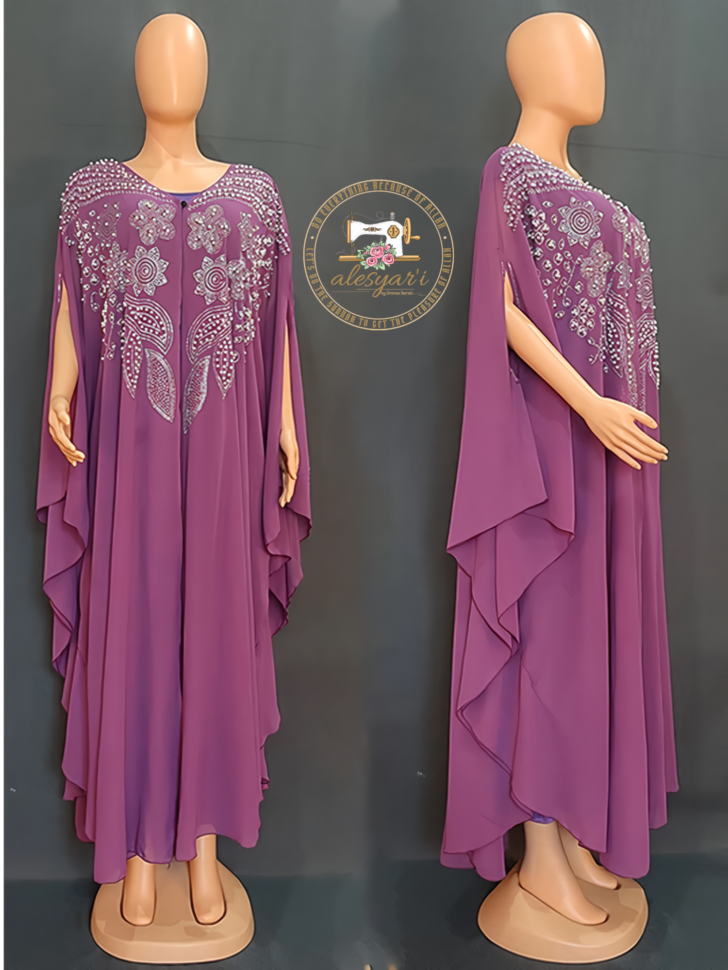 Alesyari Shop I Luxurious Dubai Women's Abayas: Sifon Boubou Muslim Fashion Kaftan Marocain Dresses for Special Occasions and Weddings