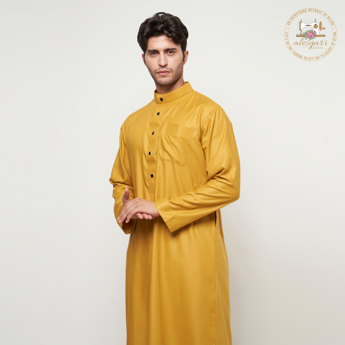 Alesyari Shop I Islamic Jubba Thobe Long Sleeve Robe Shirts Hoodies Saudi Arab Kaftan Long Jubba Thobe Hombre Muslim Men Abaya Clothing